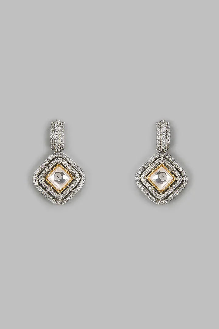 Elegant Dual-Tone Cubic Zirconia Geometric Drop earring