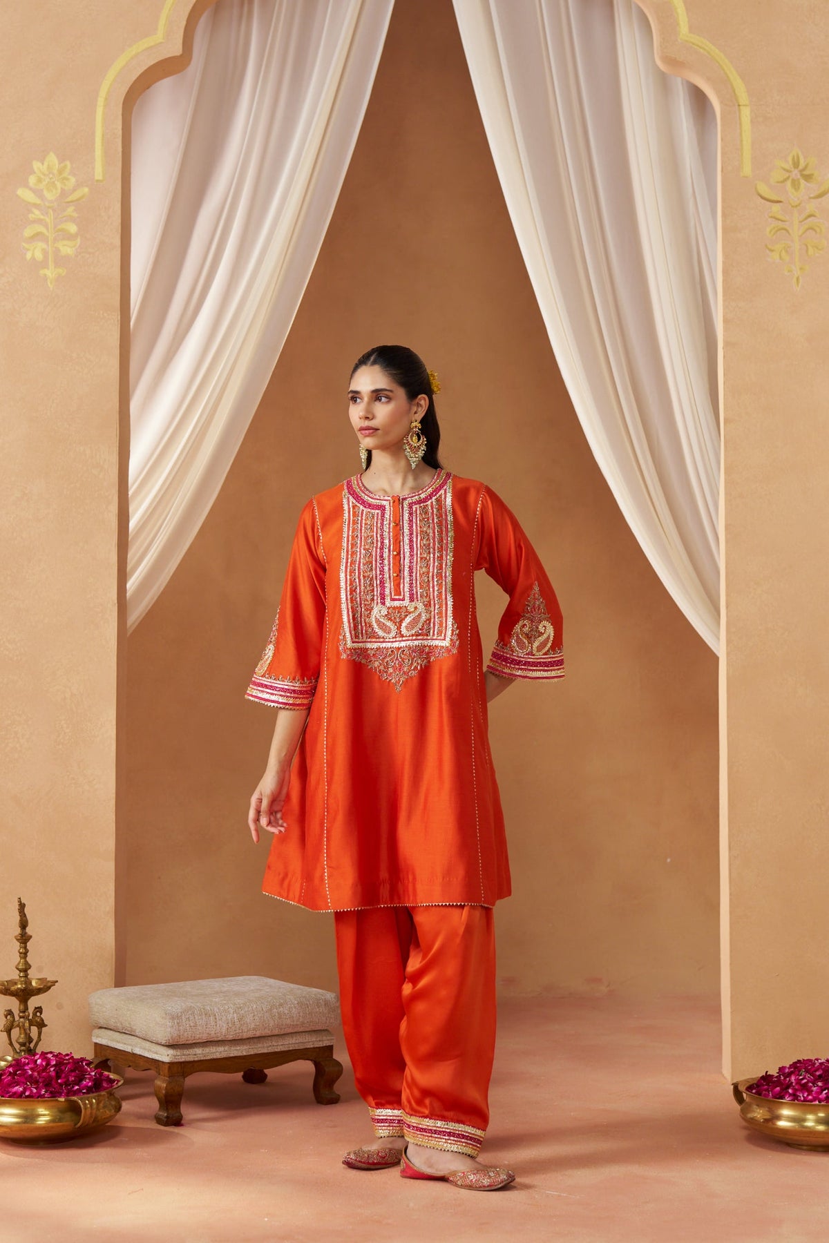 Daneen burnt orange chauga with salwar  with dupatta