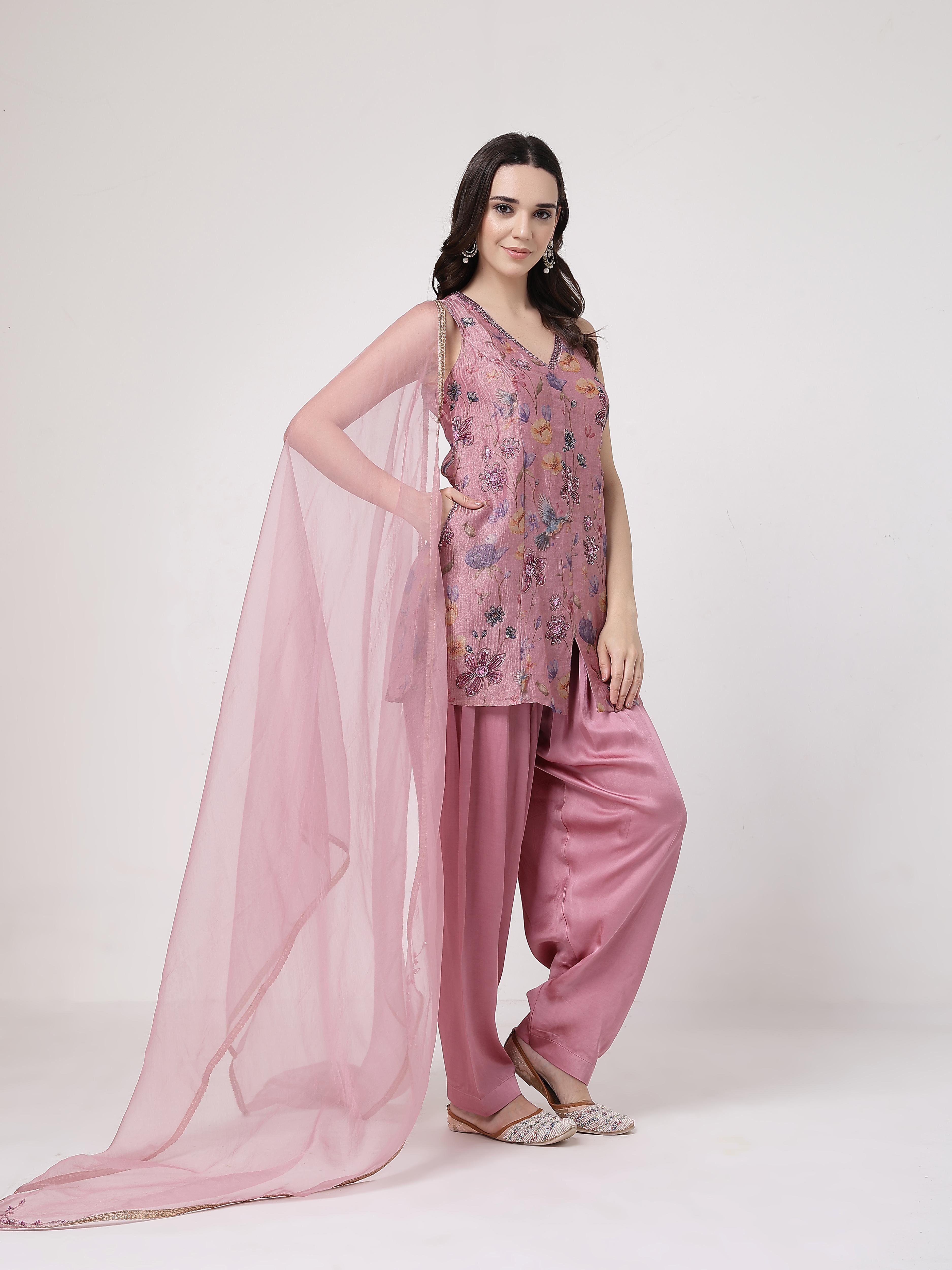 Mauve Crushed Salwar Set