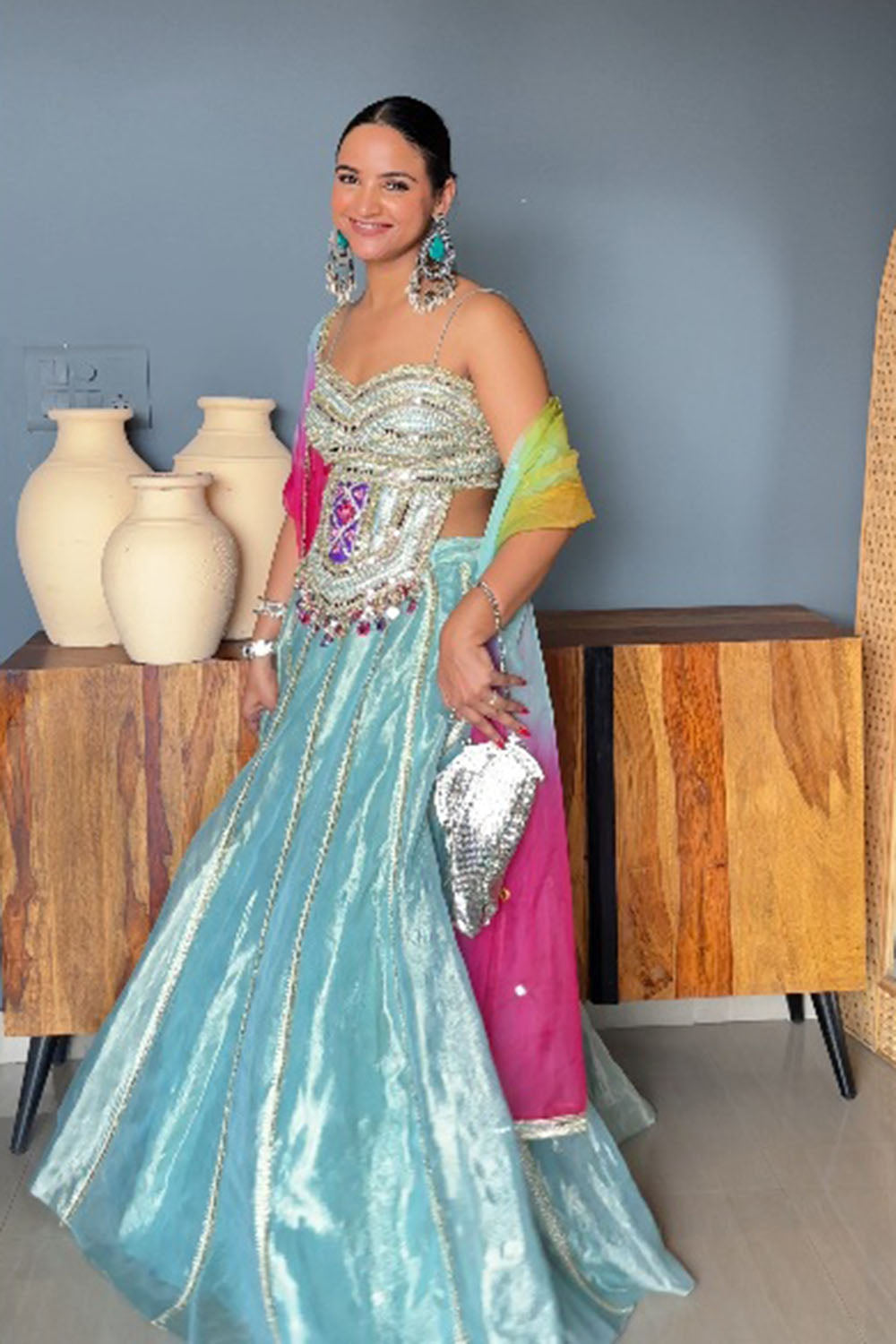 Sea Green Rang Rasaiya Lehenga Set with Organza Dupatta
