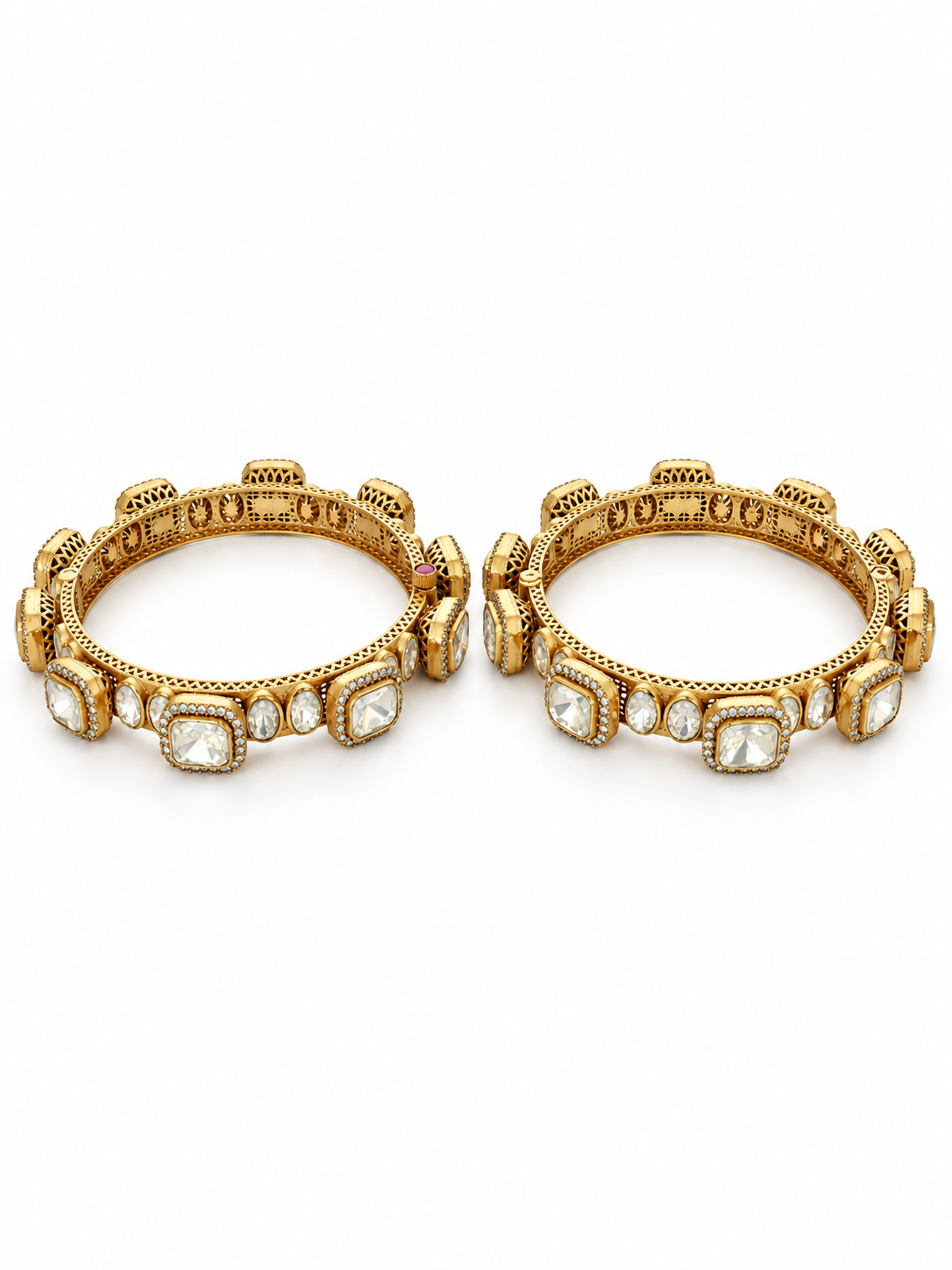 Moissanite Polki Bangle Set