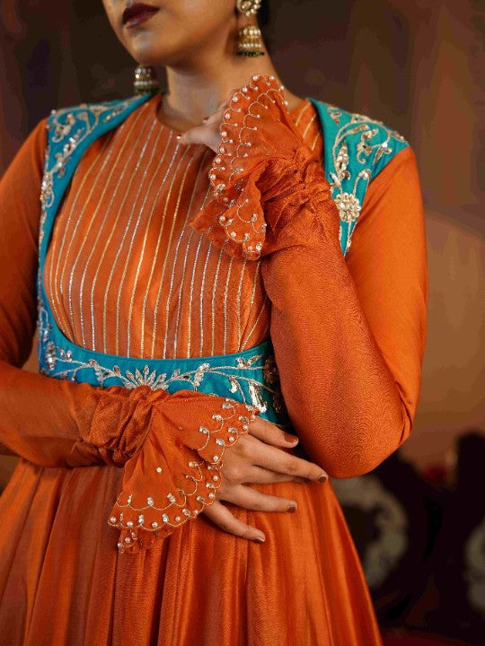 rust orange anarkali - image 2