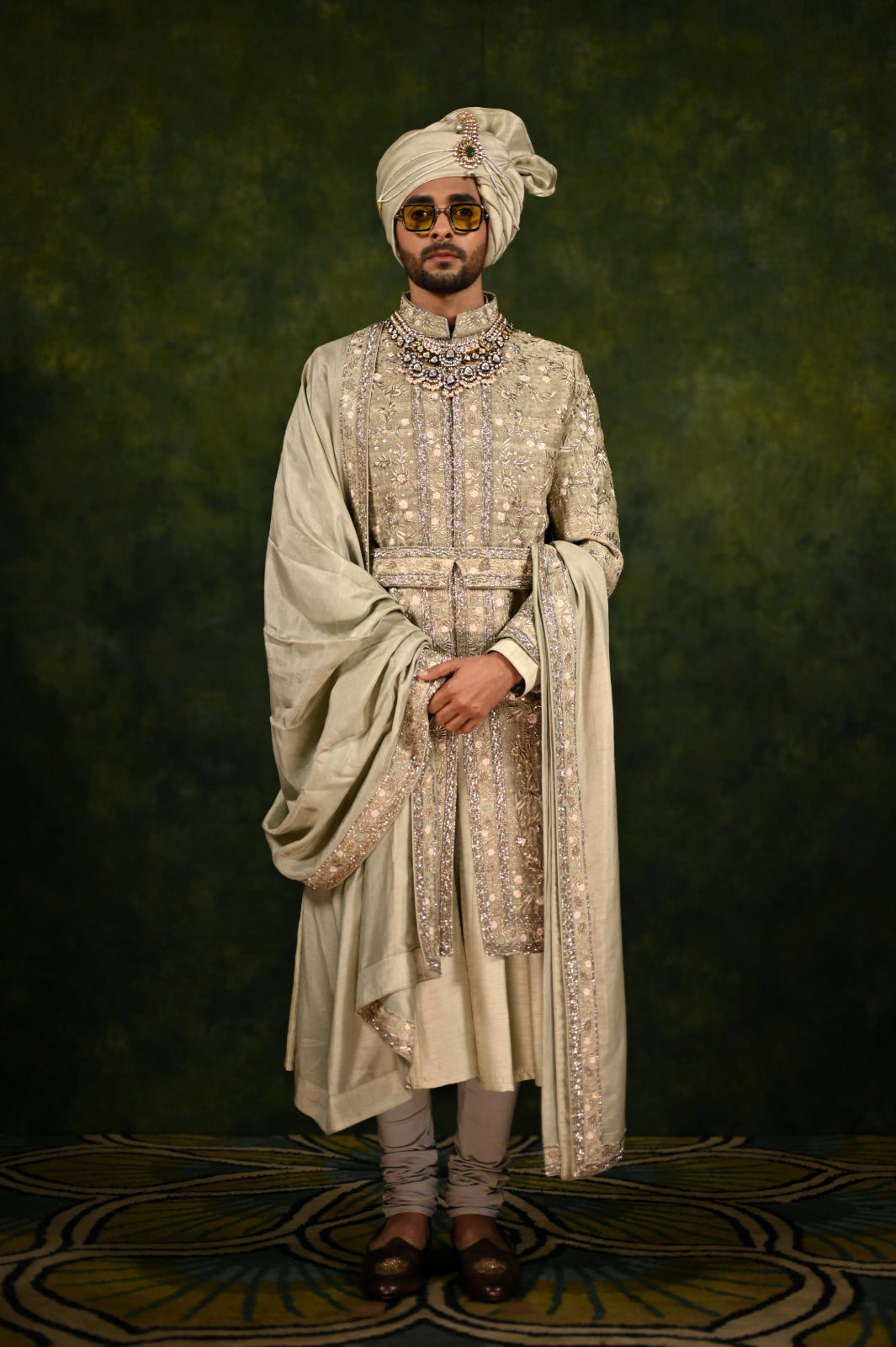 cloud green  sherwani set
