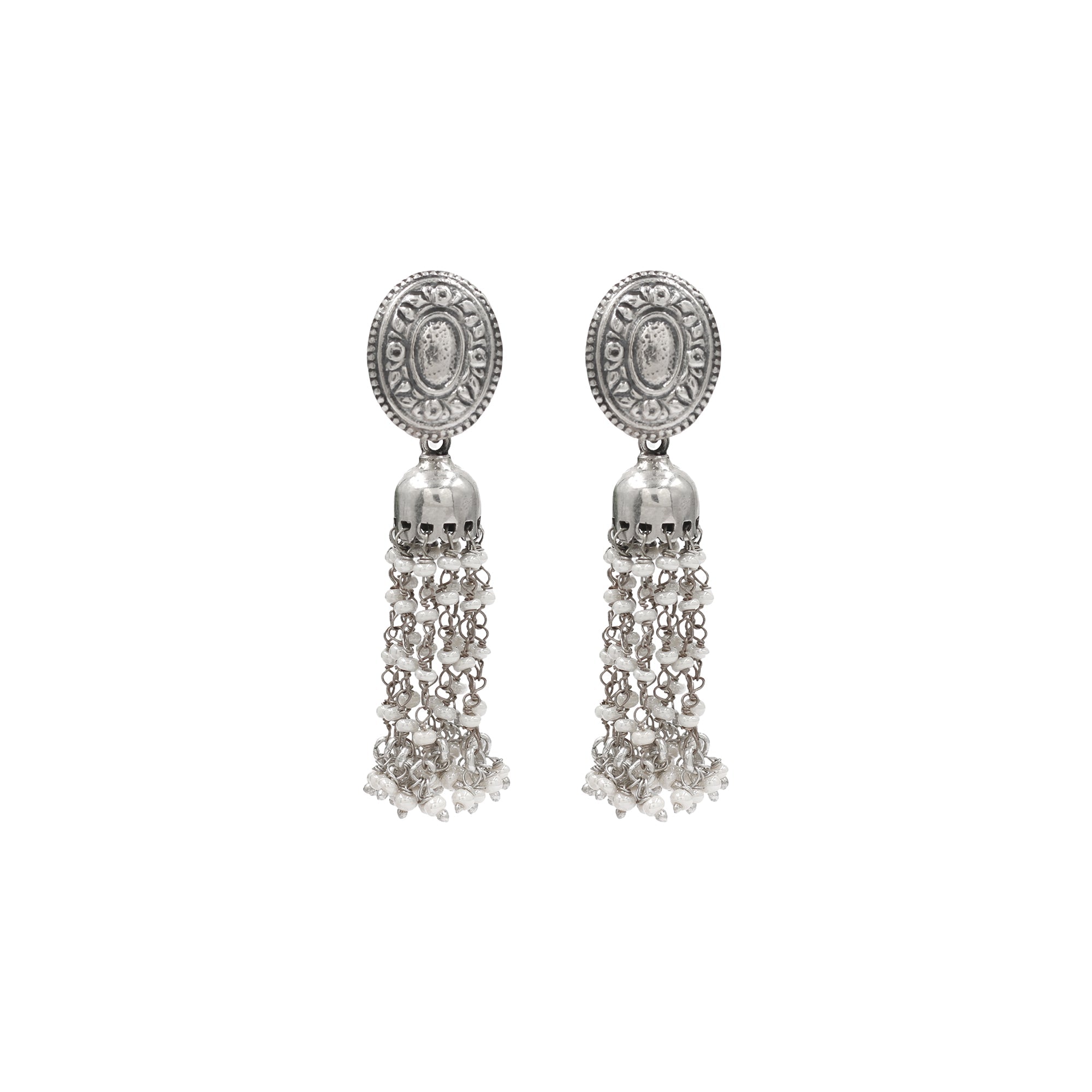 Sangeeta Boochra Vintage Oxidised Silver Statement Earrings
