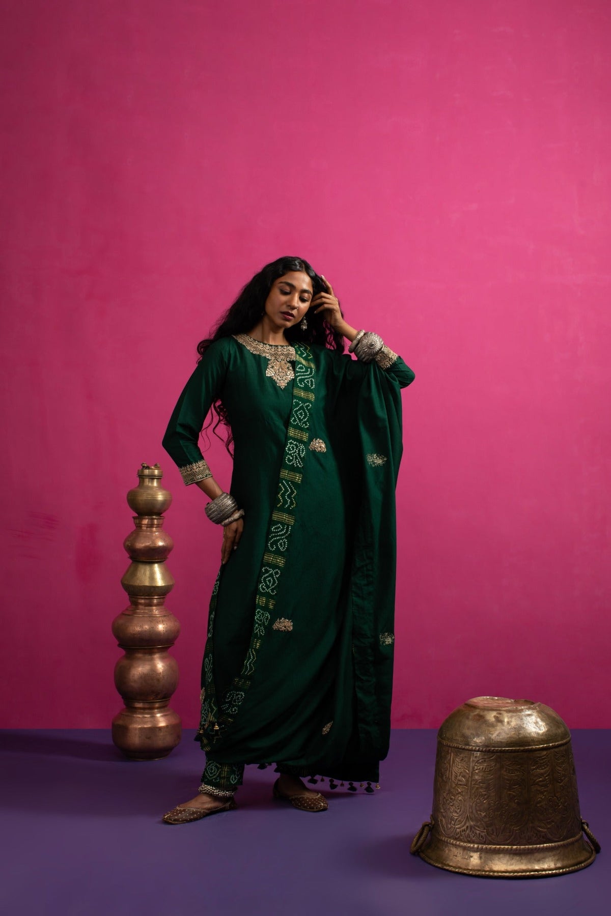 Peacock drape dupatta kurta set
