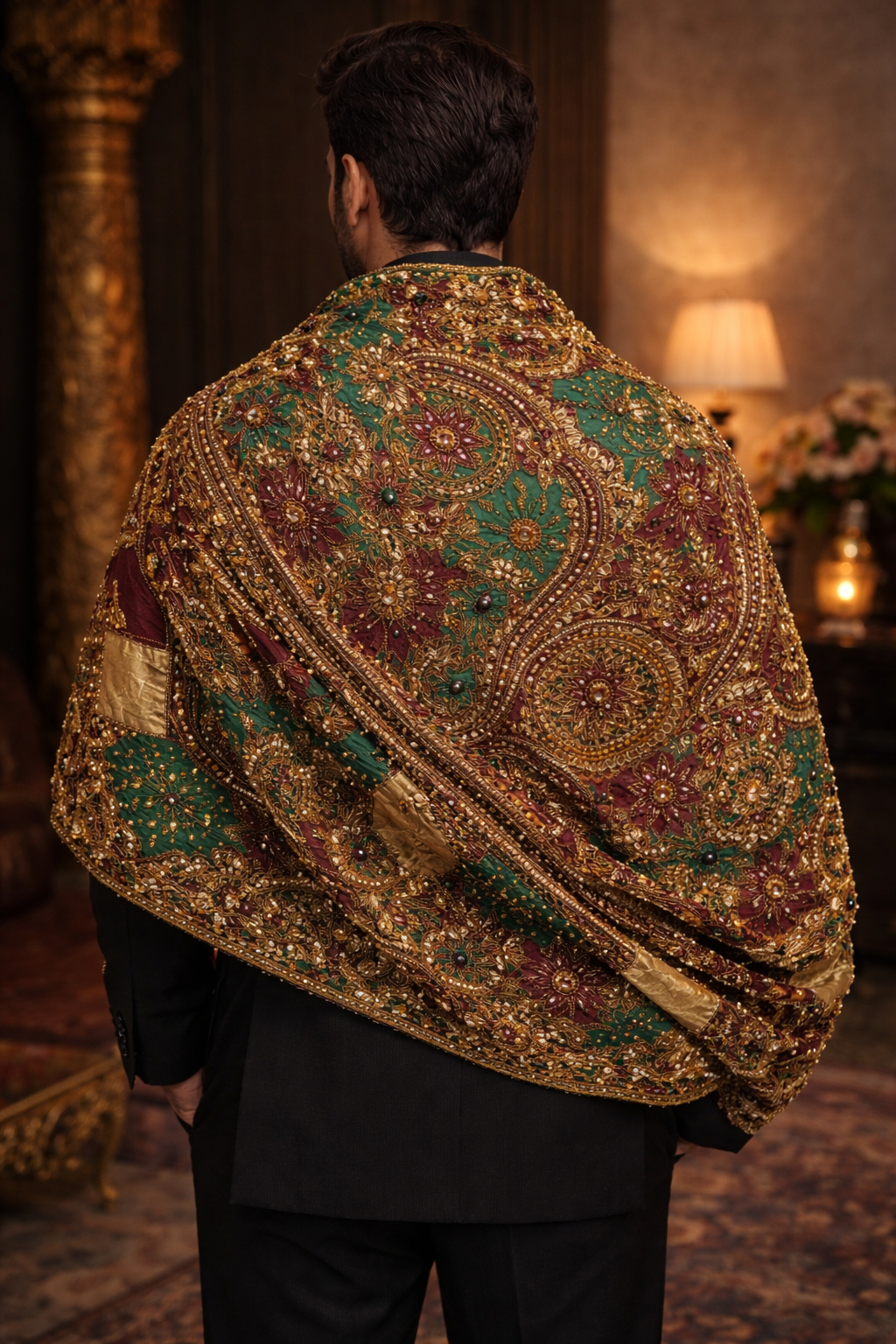 Baadshah Embellished Velvet Shawl: Royal Ceremonial Heirloom Wrap