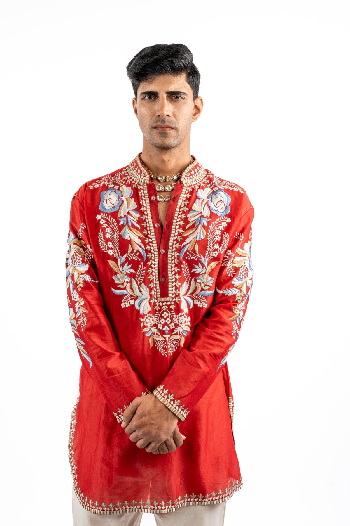Scarlet Bloom Embroidered Kurta Set for Men