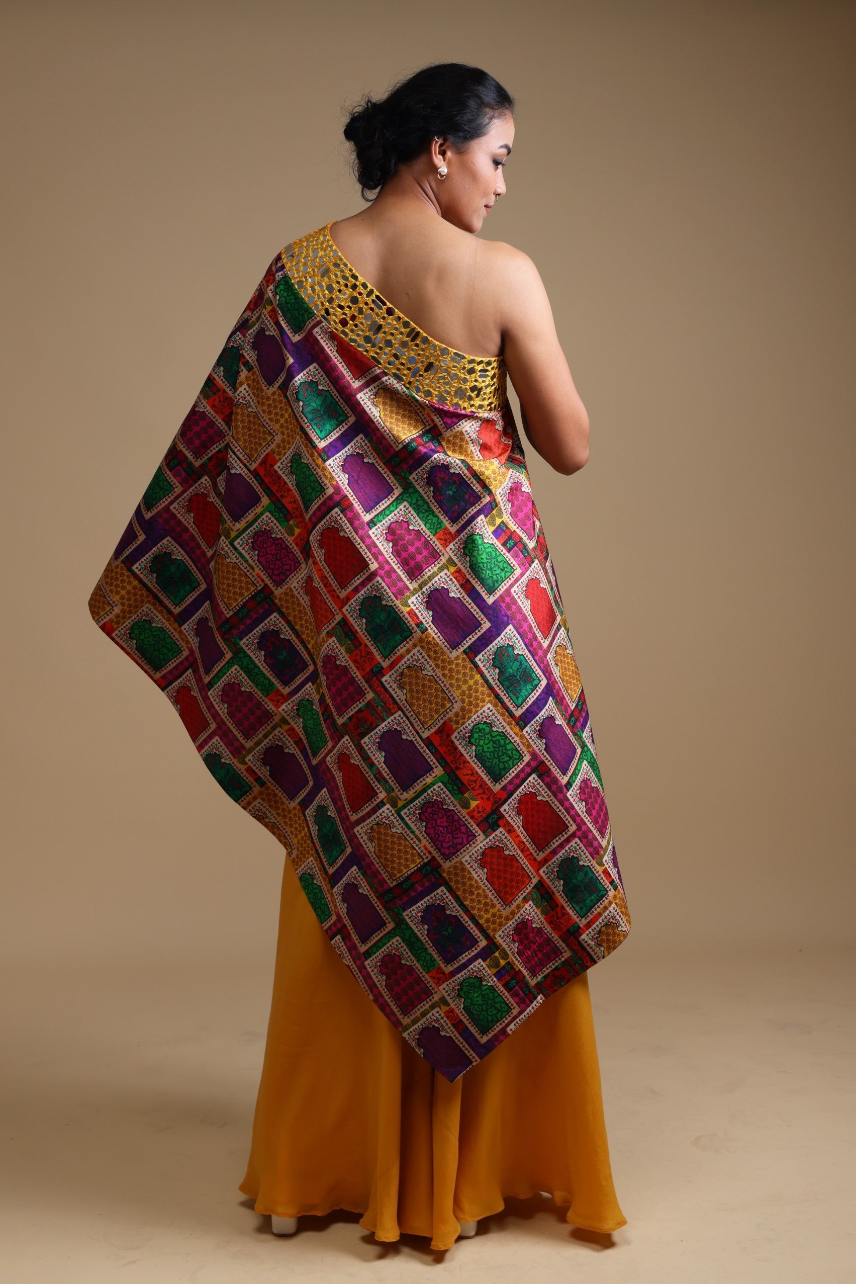 Hand embroidered off shoulder with sharara