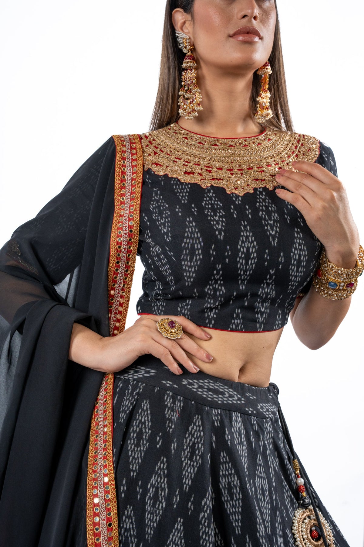 Midnight Noir Printed Lehenga Set