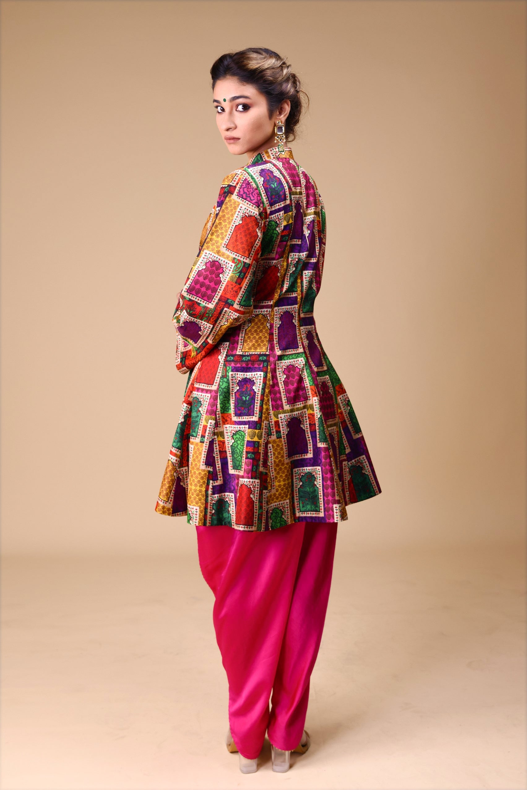 Kalidar Kurti with Tulip Pants and heavy hand-embroidered zardosi work Dupatta