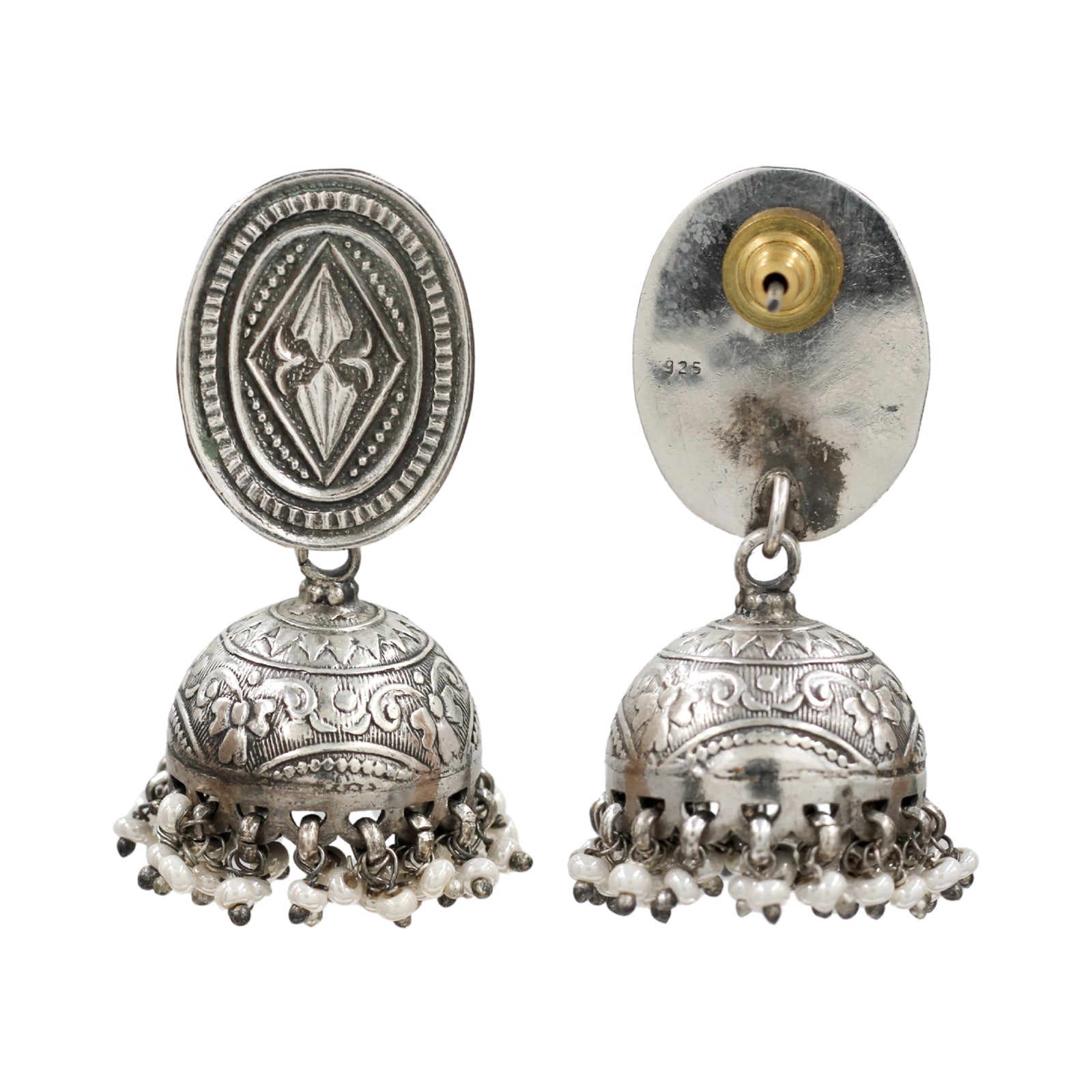 Sangeeta Boochra Classic Oxidised Silver Jhumkas