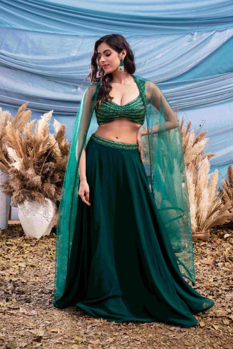 Slytherin Green Georgtte Lehenga - image 2