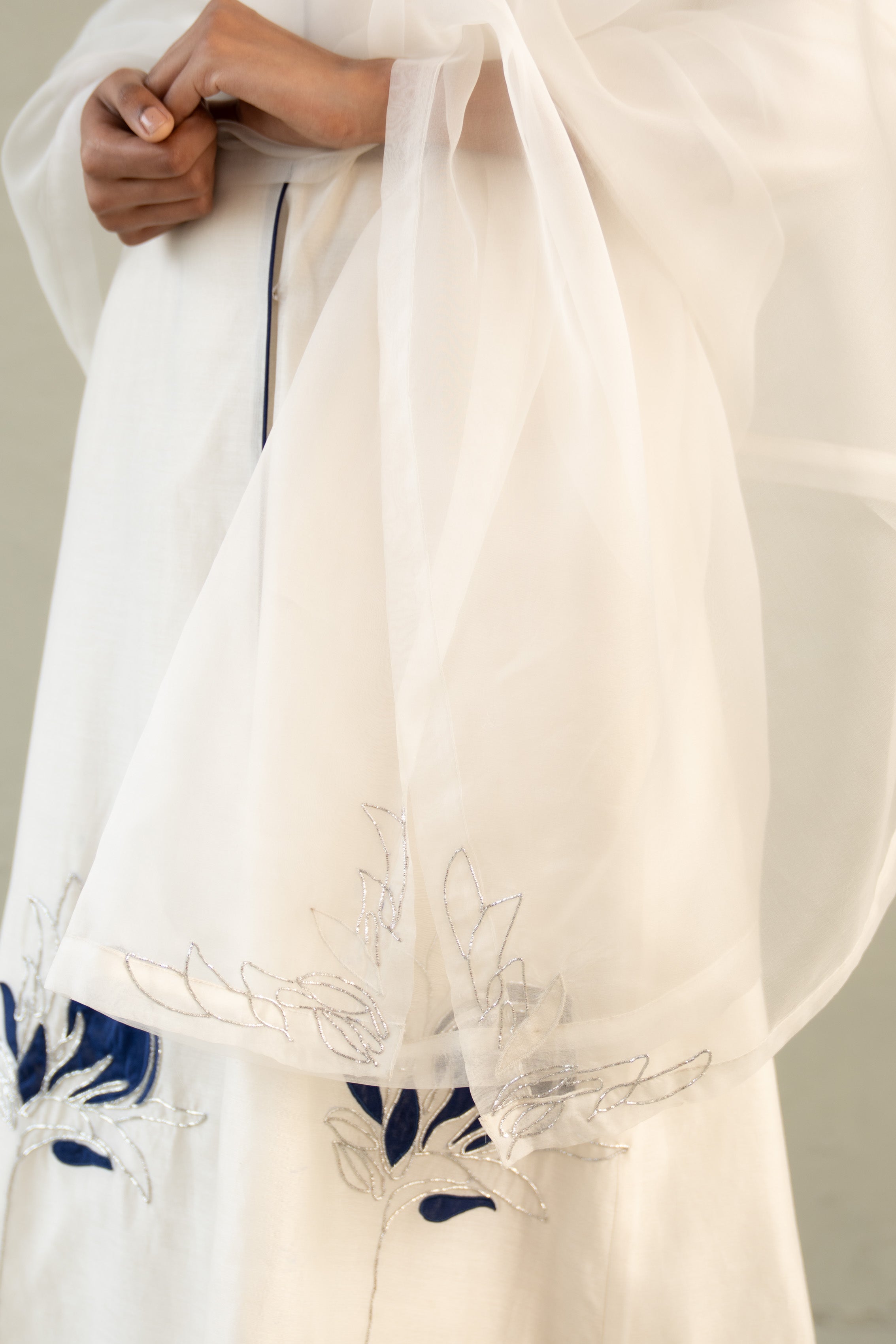 Blue Edit Ivory Hi-Lo Set with dupatta