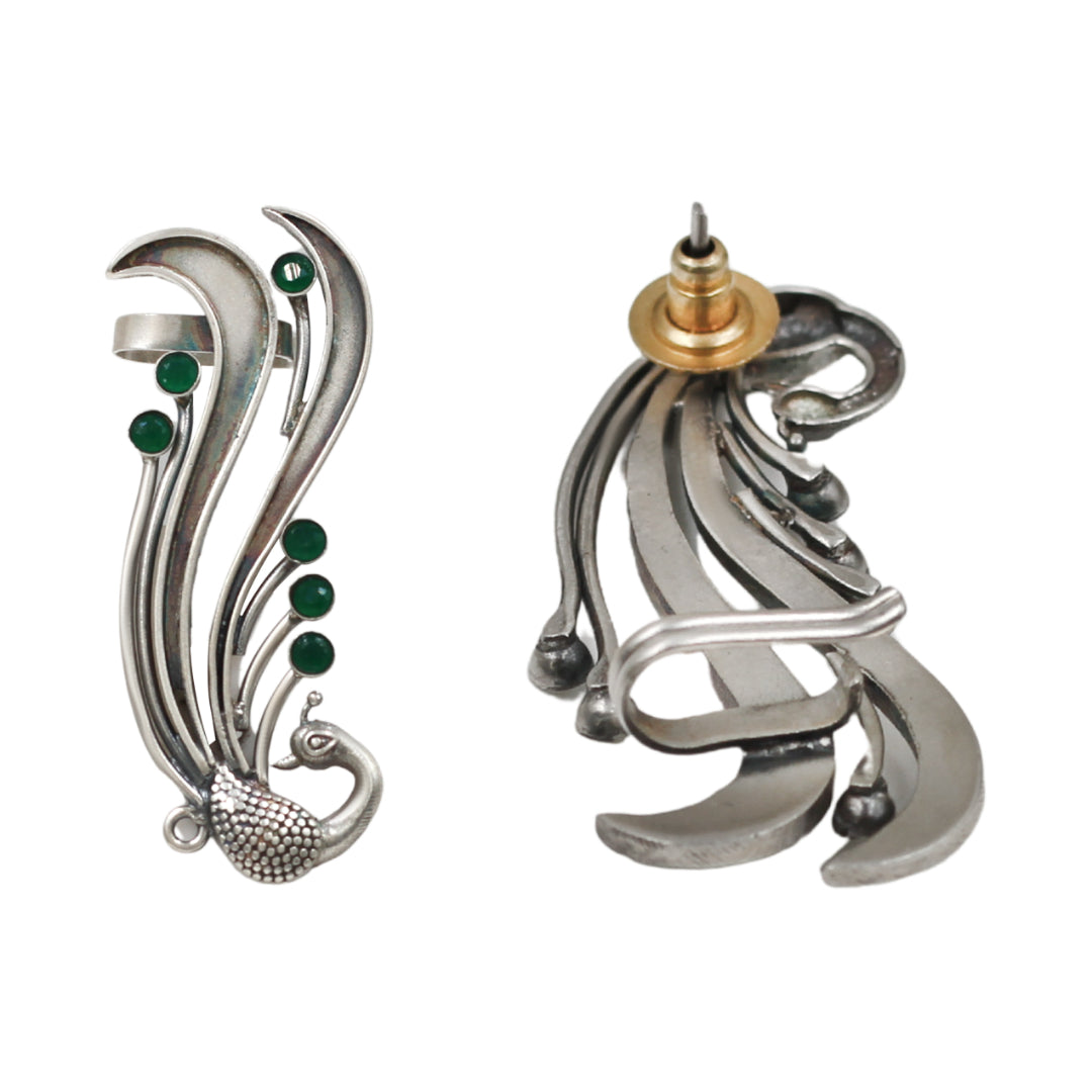 Sangeeta Boochra Peacock Motif Statement Earrings