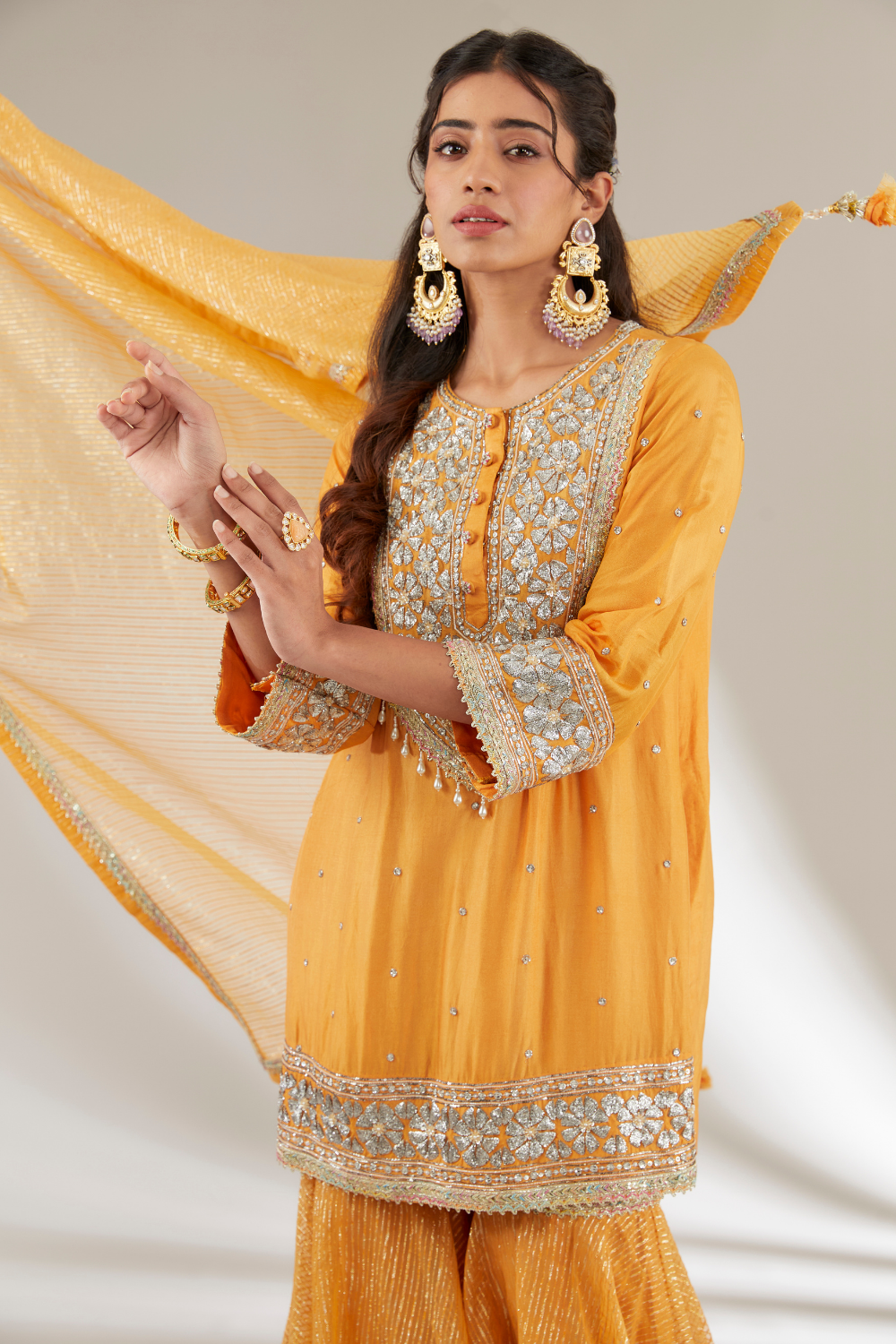Mango Manvi Embroidered Opada Silk Garara Set for Festive Events