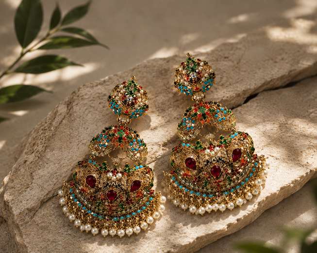 Multicolour Mughal Polki Earring