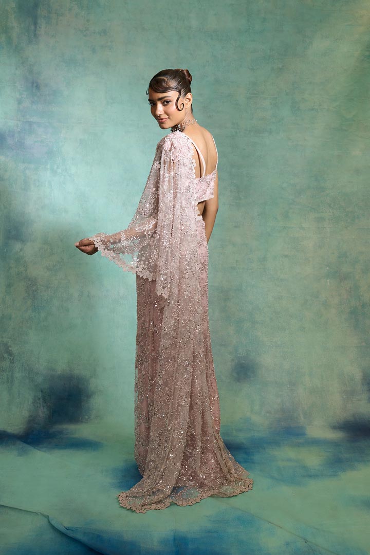 PEARL PINK DRAPE SAREE