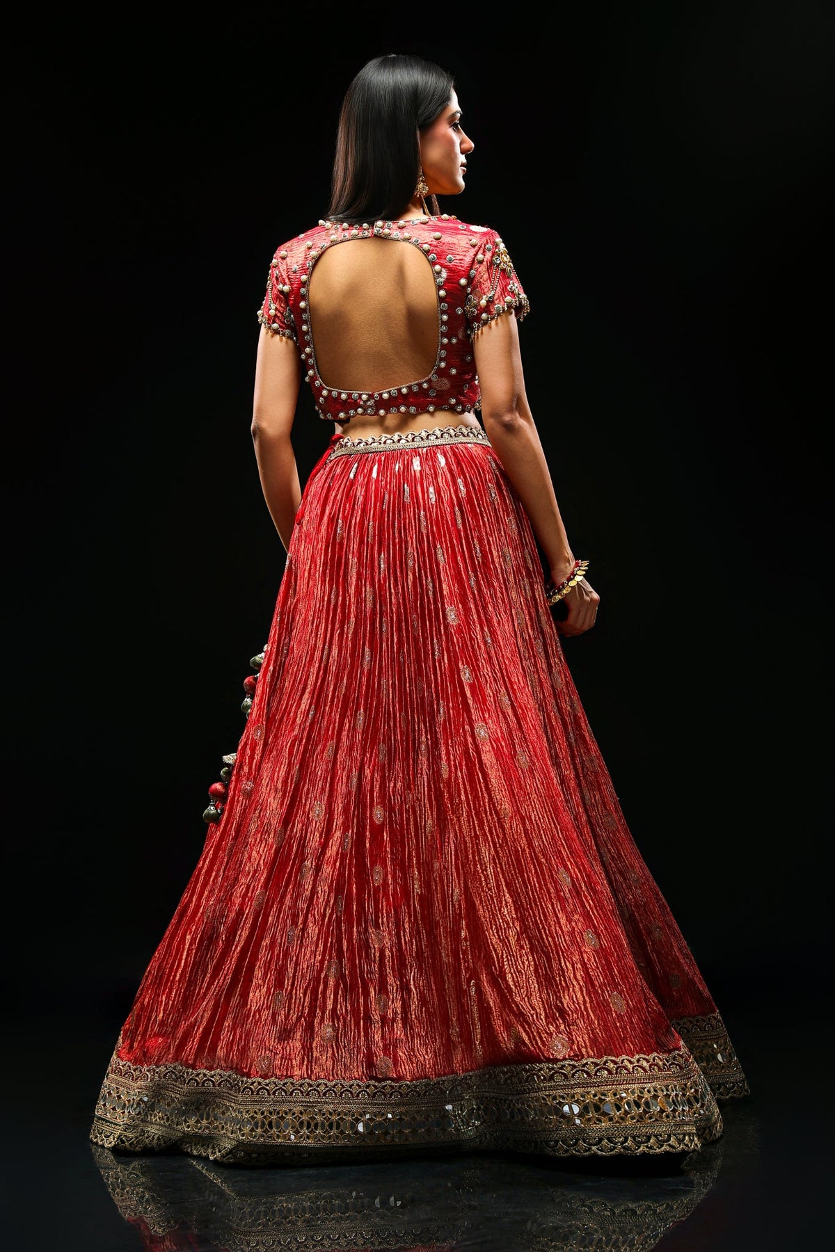 Heritage Green & Red Pure Banarasi Lehenga Set with Dupatta