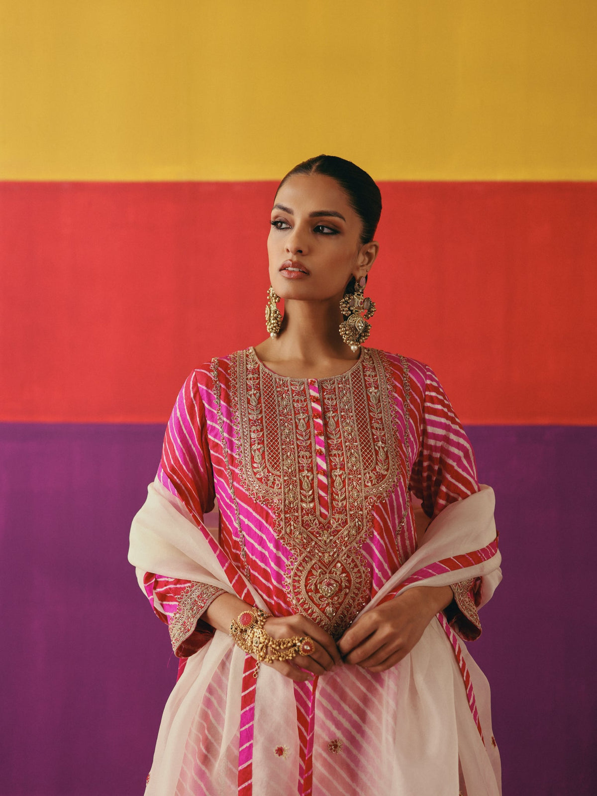 Gulnaar Leheriya Kurta Set