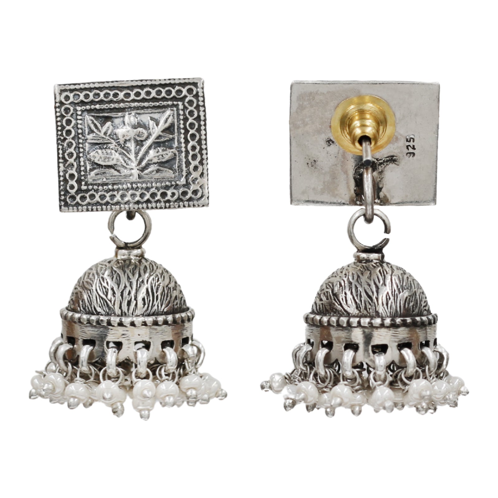 Sangeeta Boochra Artisan Floral Pearl Drop Earrings