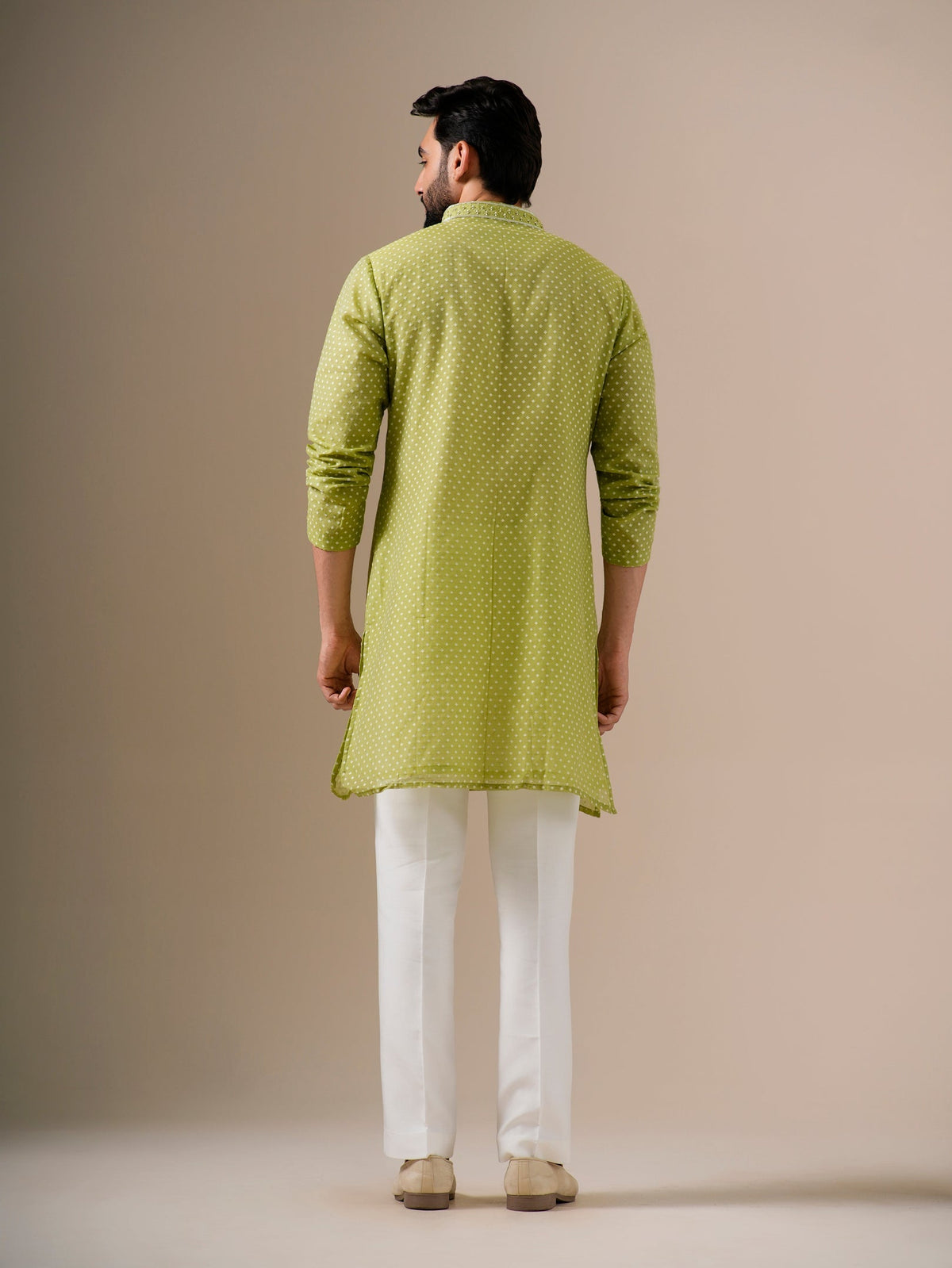 Lime Green Zari Kurta Set
