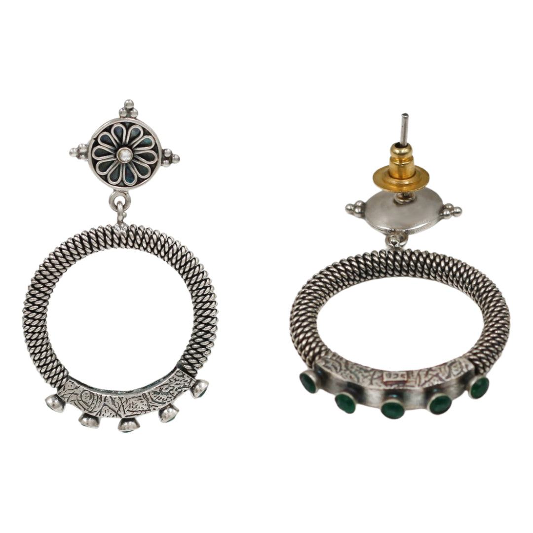 Regal Artisan Silver Hoop Earrings by Sangeeta Boochra
