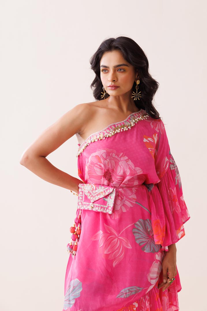 Pink one - shoulder co- ord set