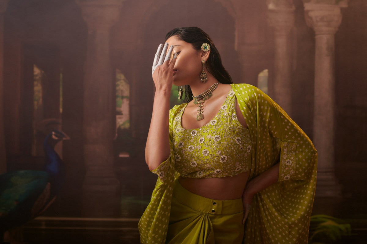 Rimjhim 3pc bandhni cape set