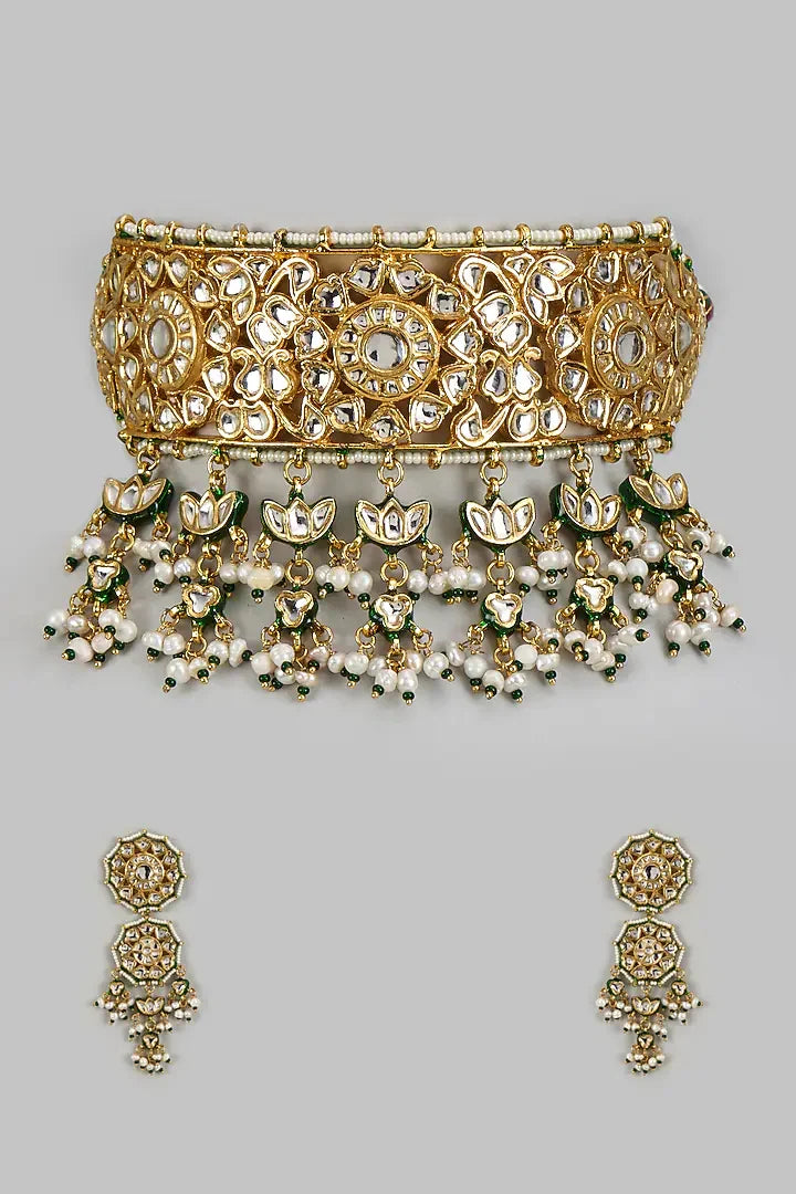 Noor Mahal Jaipuri Kundan Pearl Choker Set