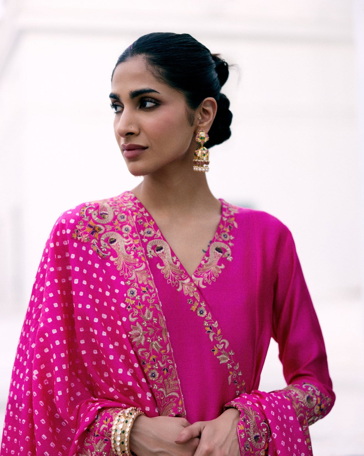 Peacock Bandhani Angrakha