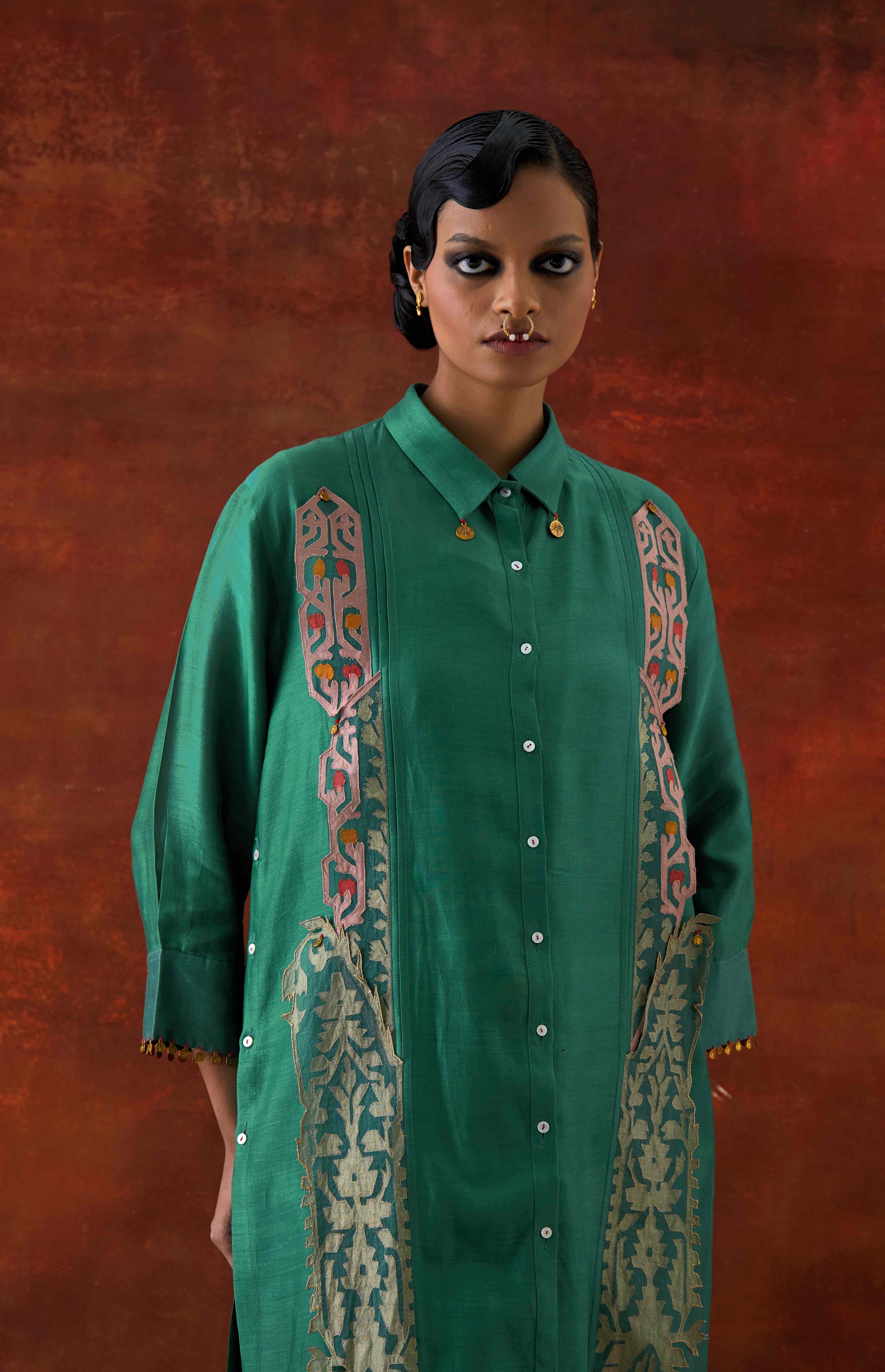 PLEATED SHIRT WITH PANTS - image 2