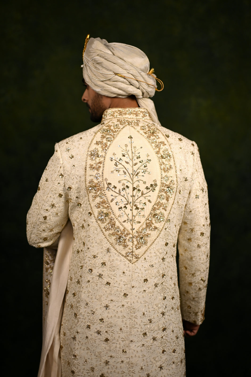 ivory gold dori work sherwani set