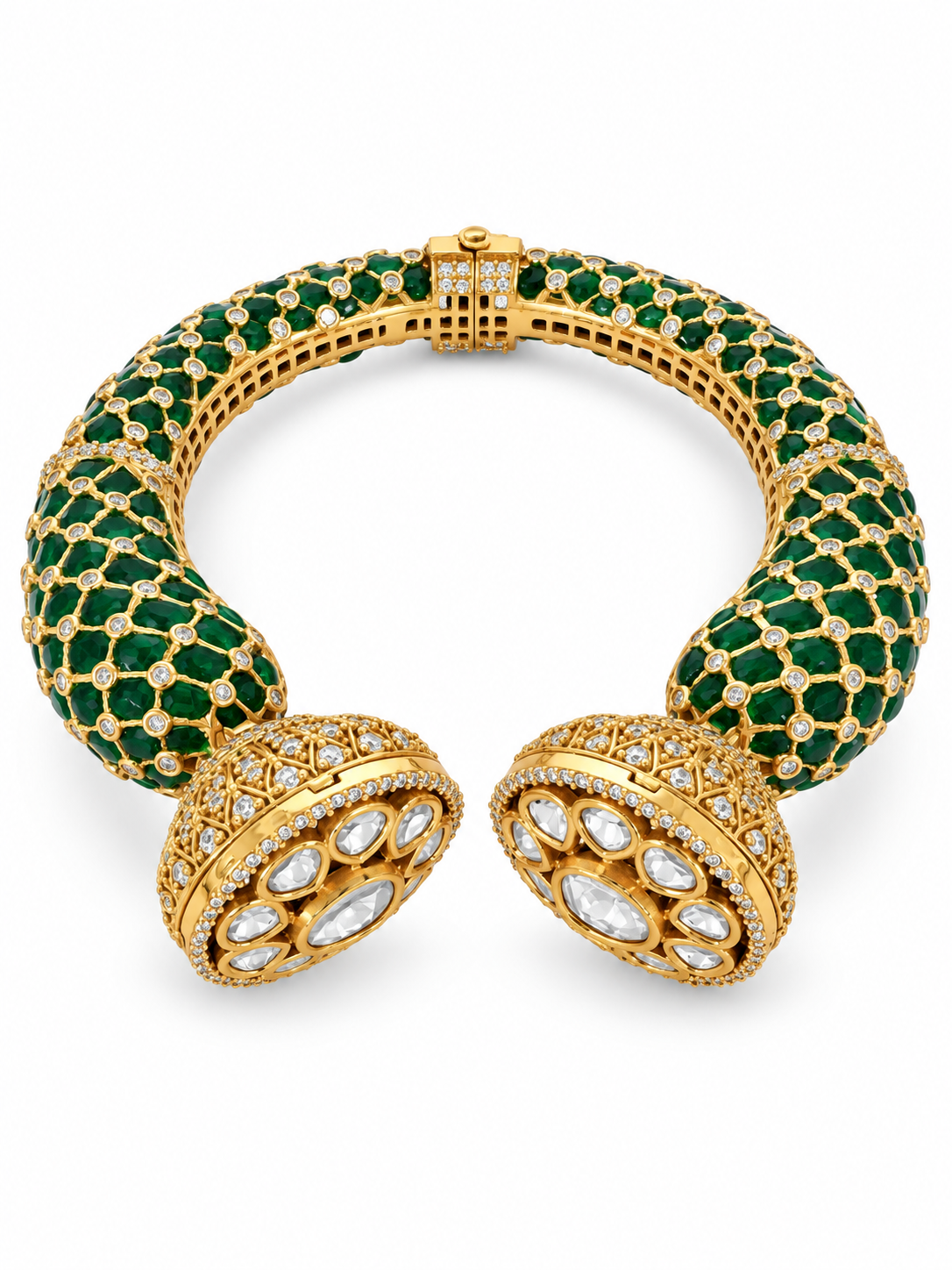 Emerald Moissanite Polki Statement Bangles
