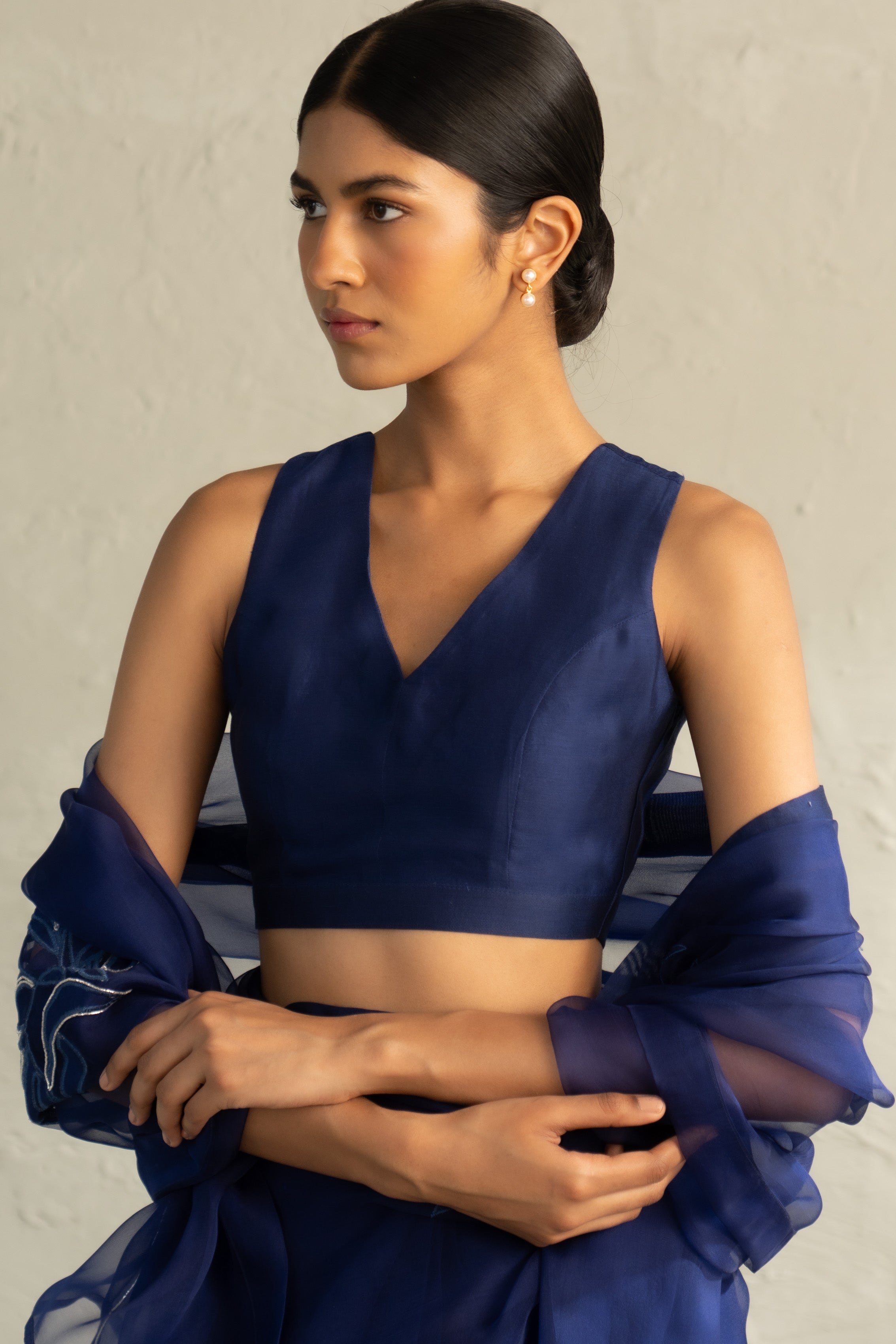 Blue Edit Organza Appliqu� Saree
