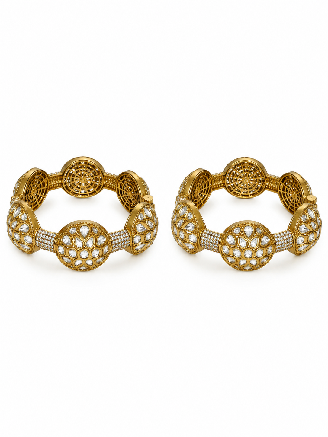 Floral Cluster Moissanite Polki Bangles