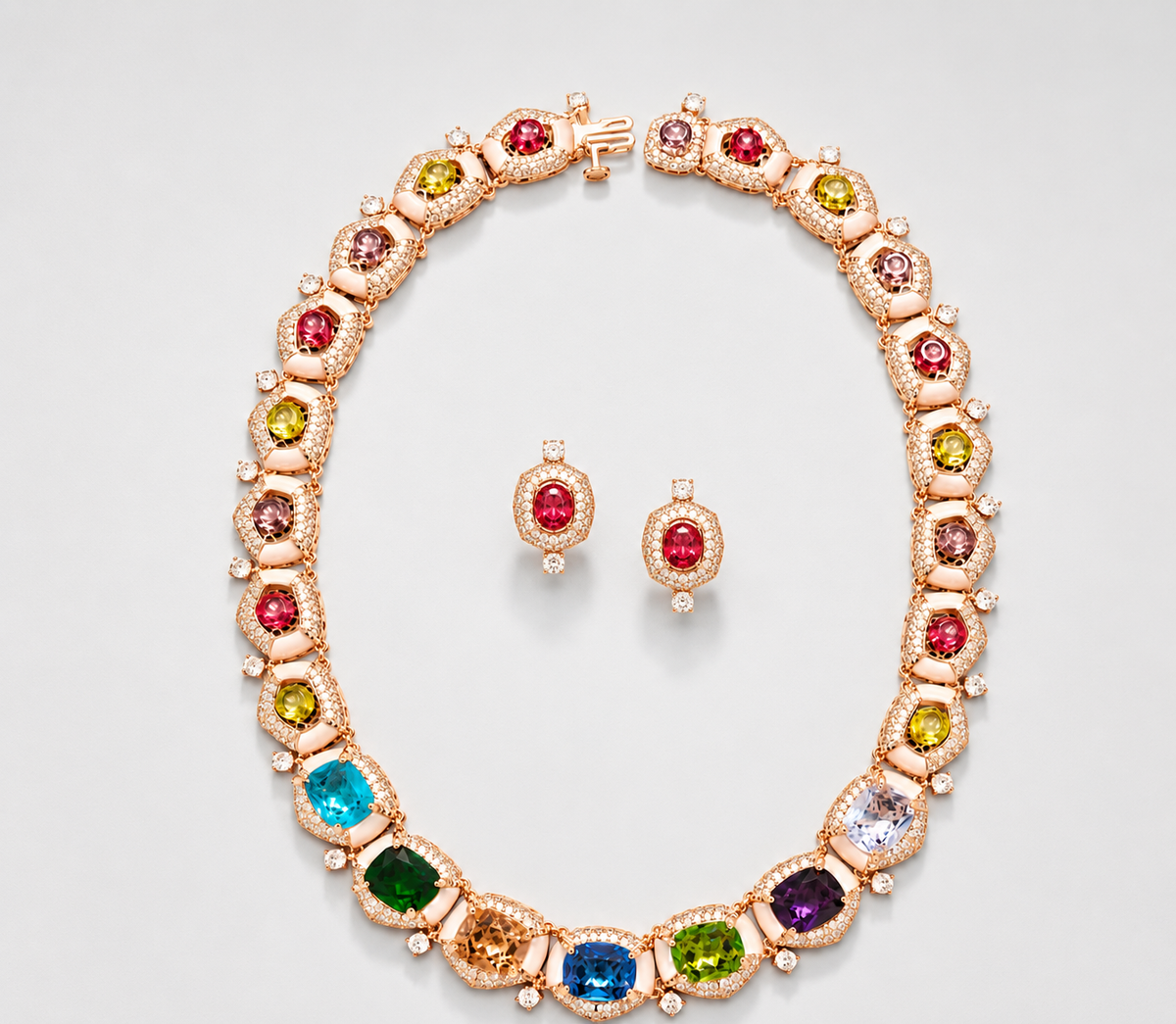 Multi-Gemstone Tennis Necklace Set