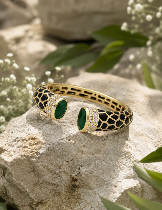 Emerald Noir Enamel Kada