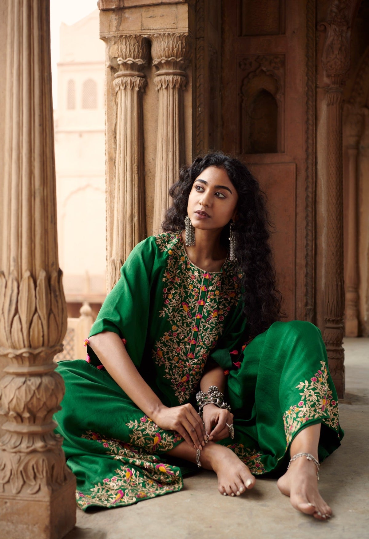embroidered Kaftan with a sharara