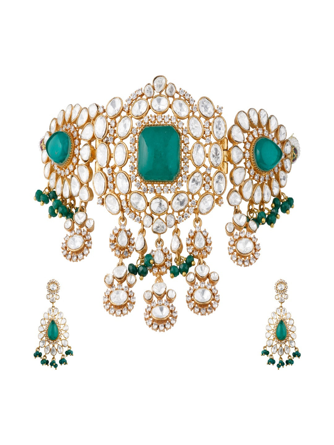 Emerald Elegance Polki Choker Set