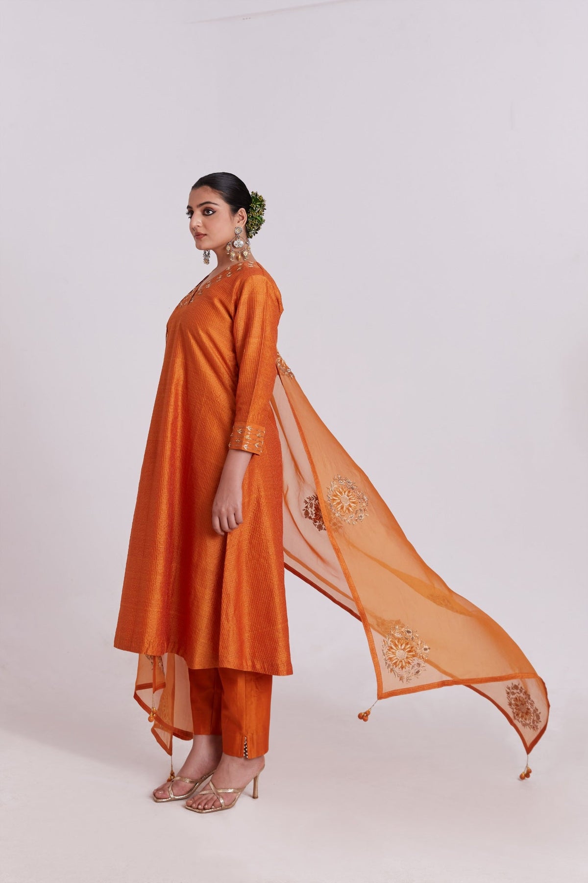 Checks kurta with sunflower dupatta