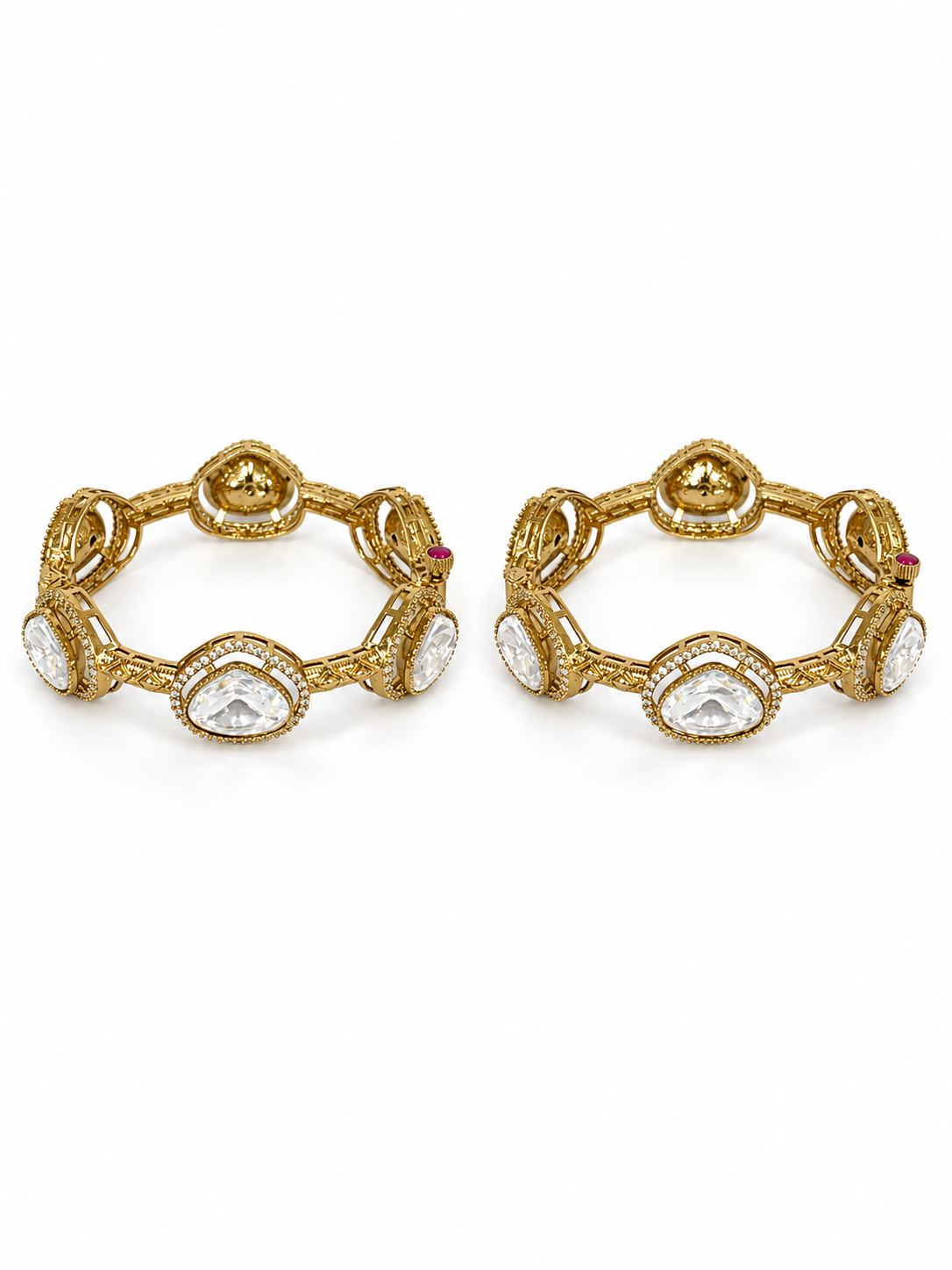 Oval Moissanite Polki Statement Bangles