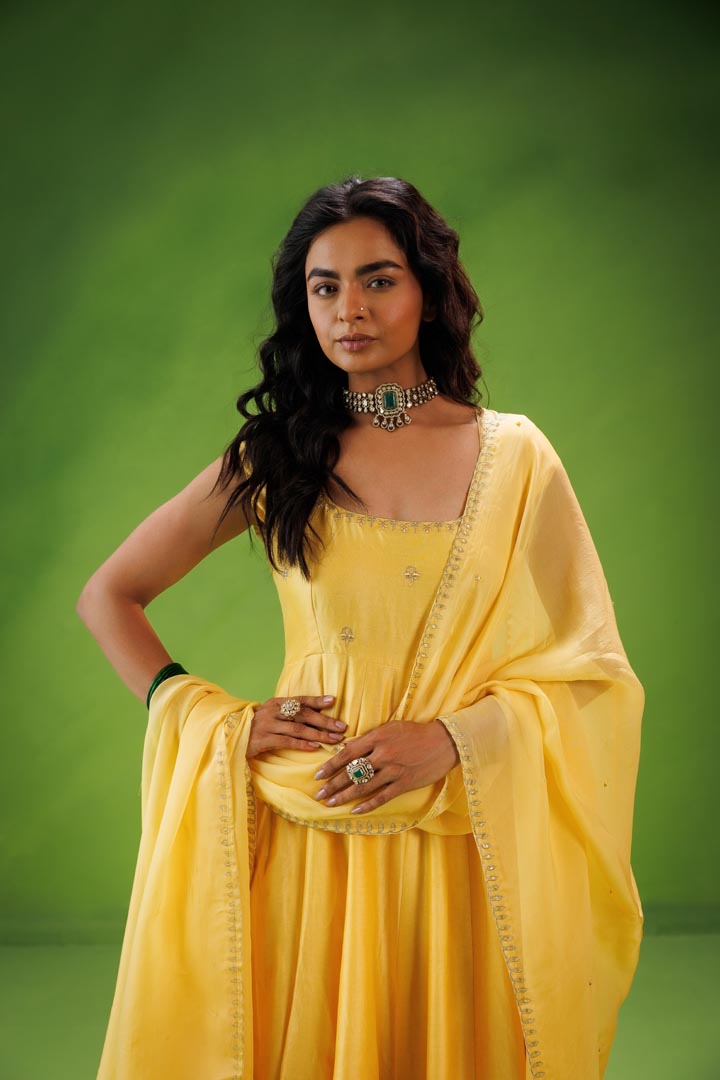 Yellow anarkali set