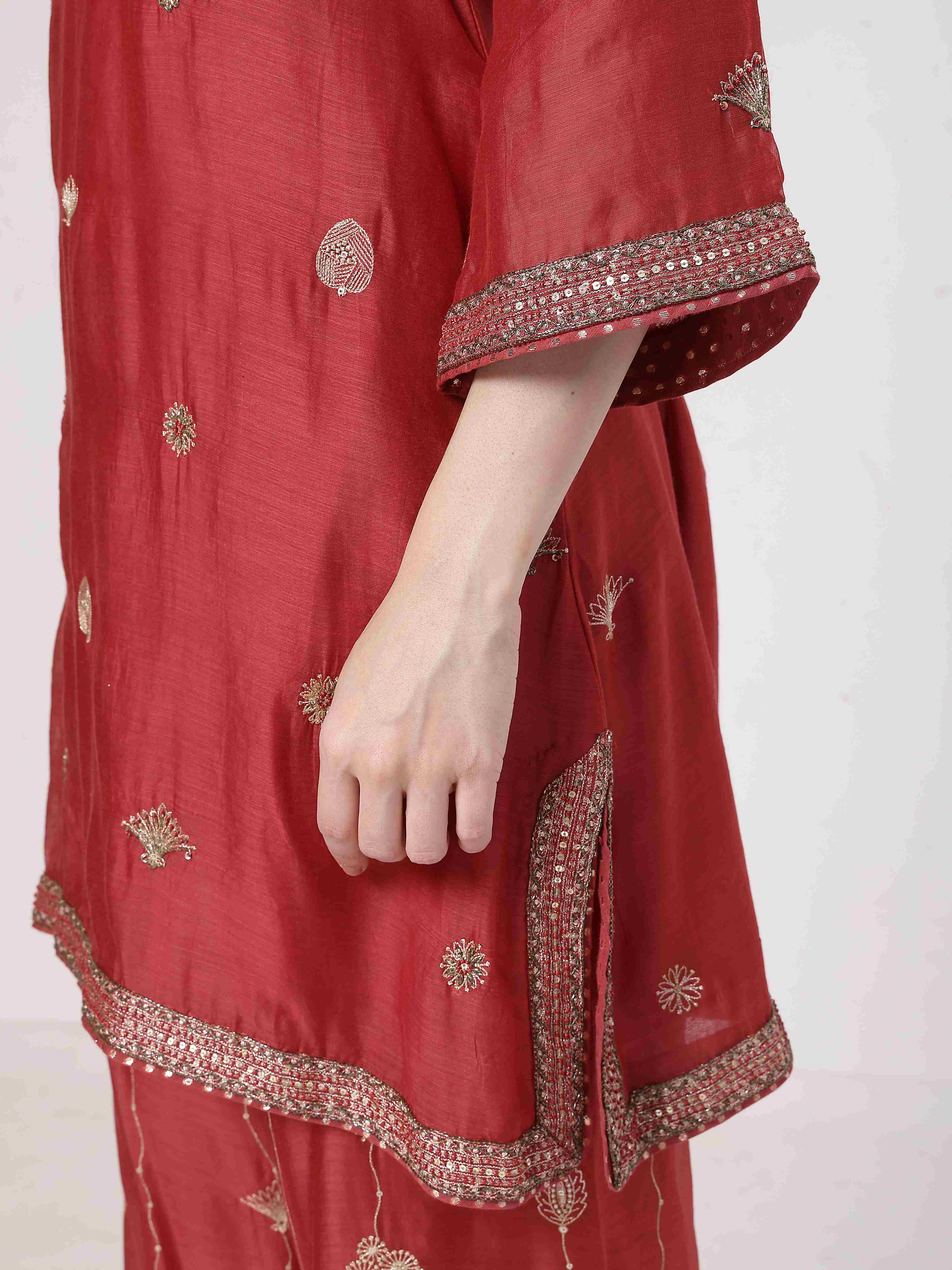 Maroon Embroidered Suit Set