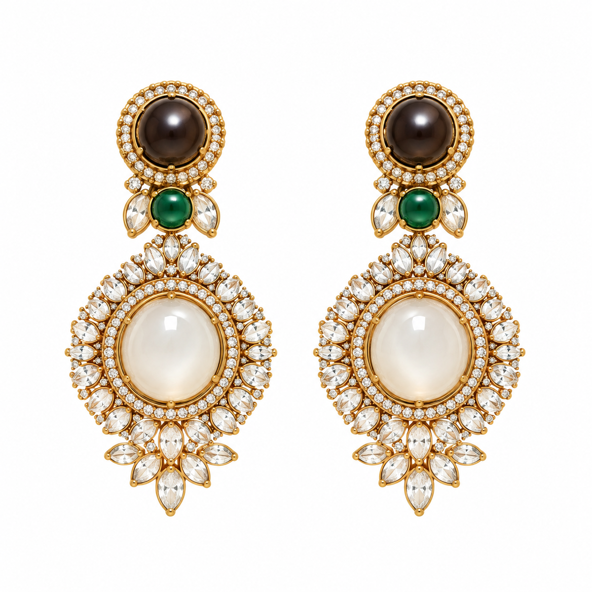 Multicolor Cabochon Zircon Drop Earrings