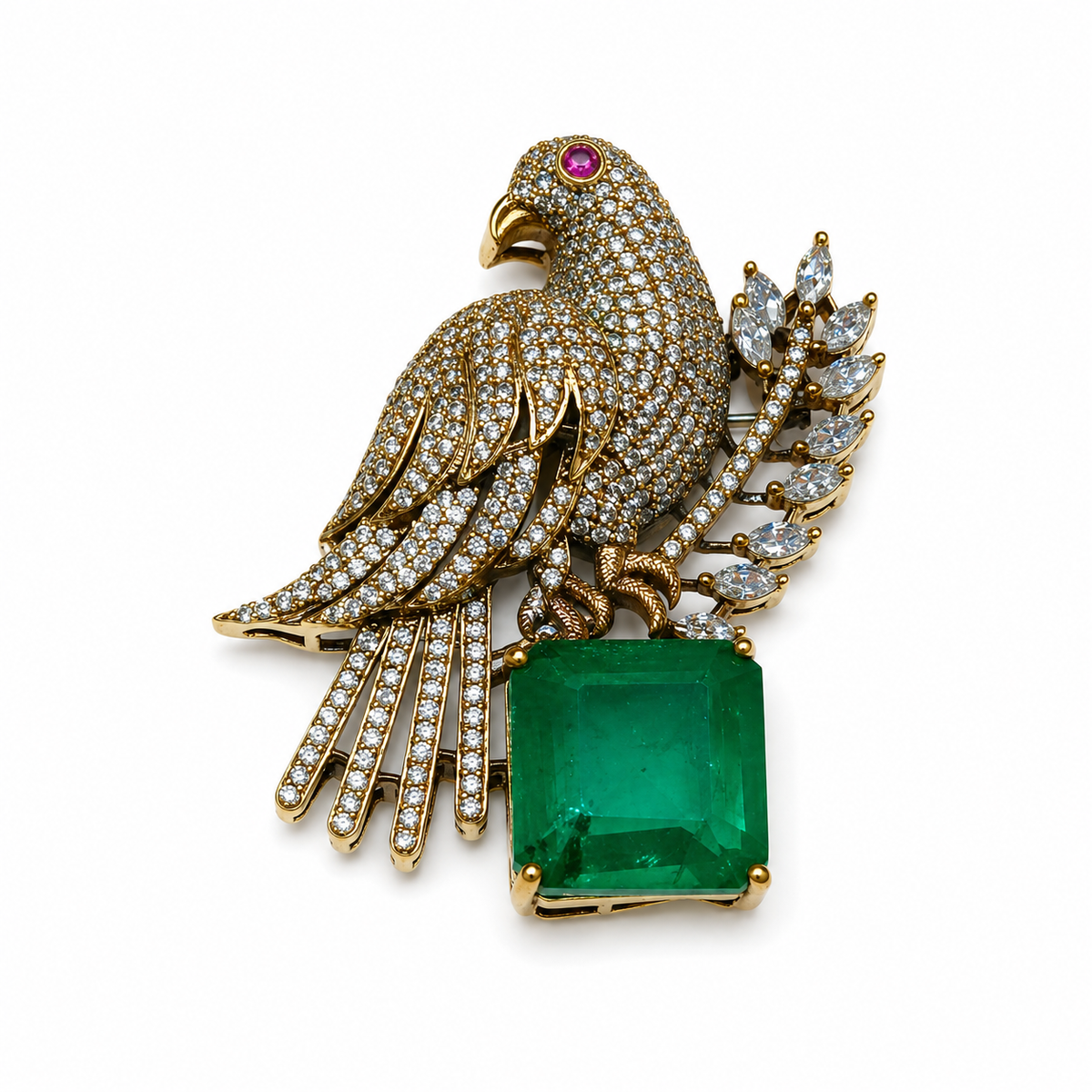 Gold Plated Zircon Eagle Motif Brooch