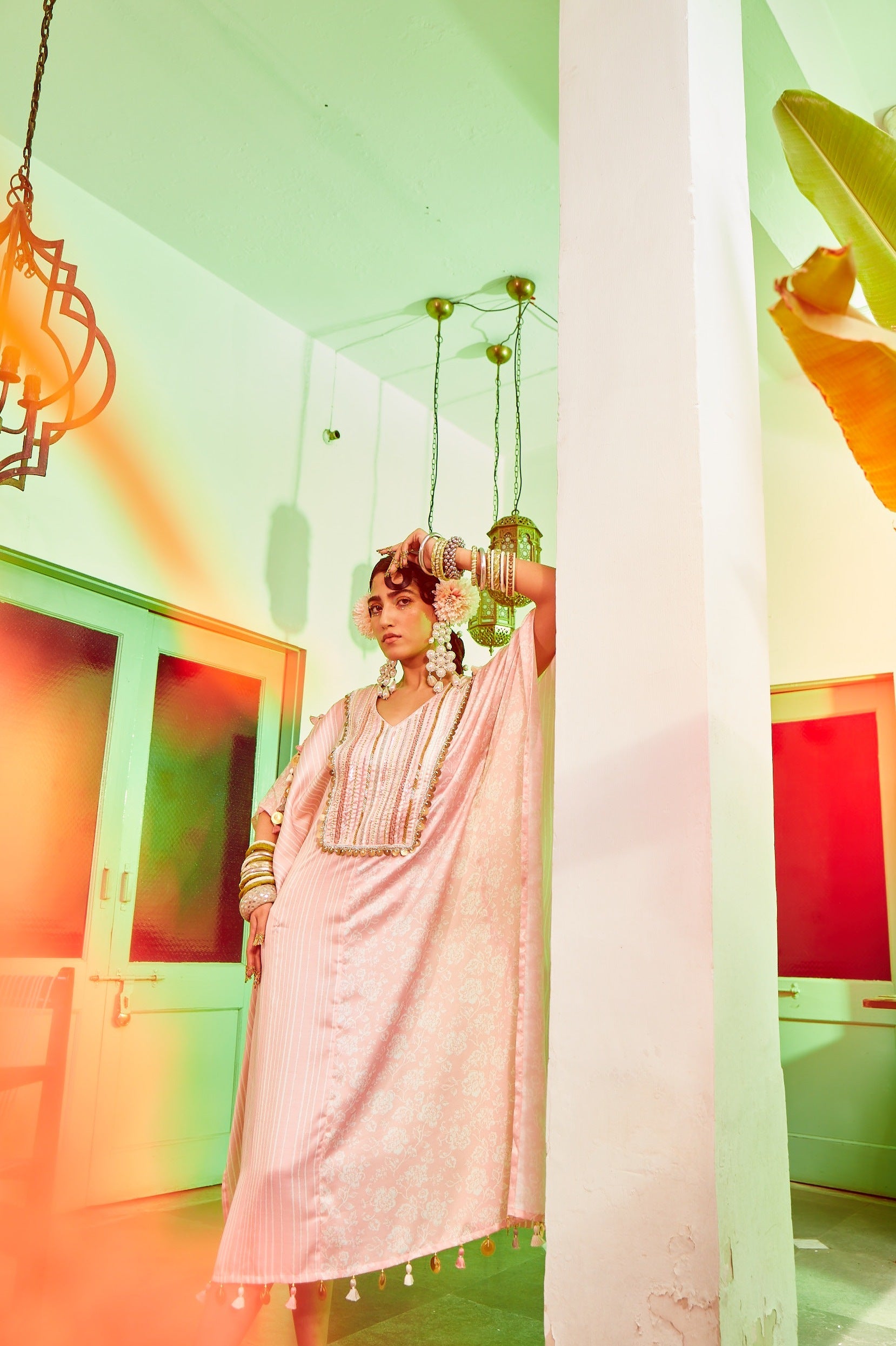 Half & Half Pink Kaftan