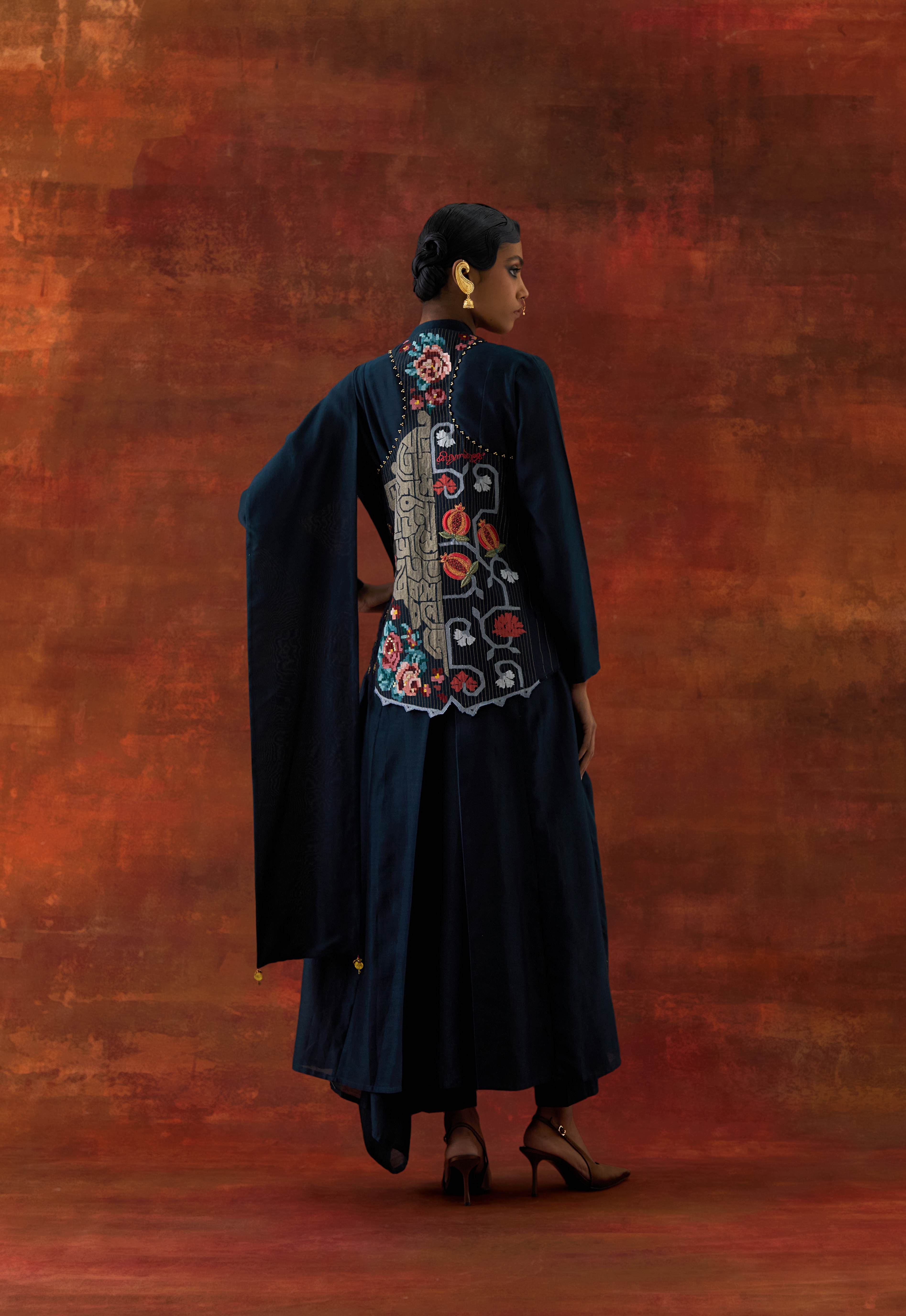 ANGRAKHA STYLE JACKET WITH ZIPPERED KURTA AND PANTS - image 2
