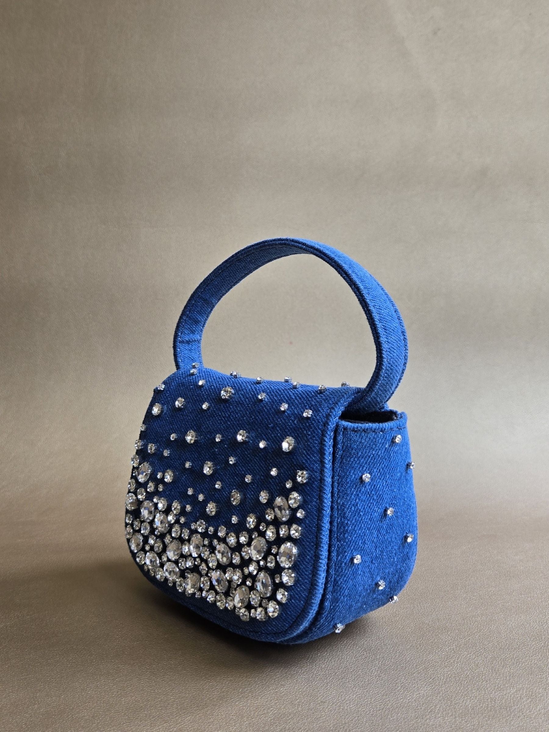 Blue Crystal Denim Bag