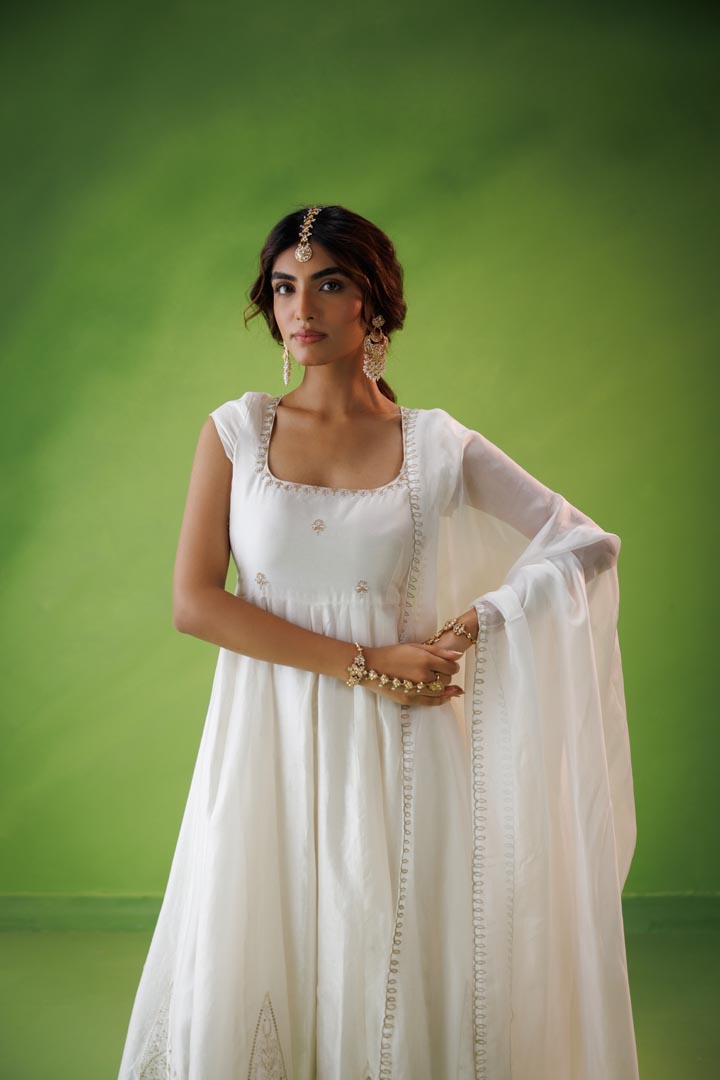 Ivory anarkali set