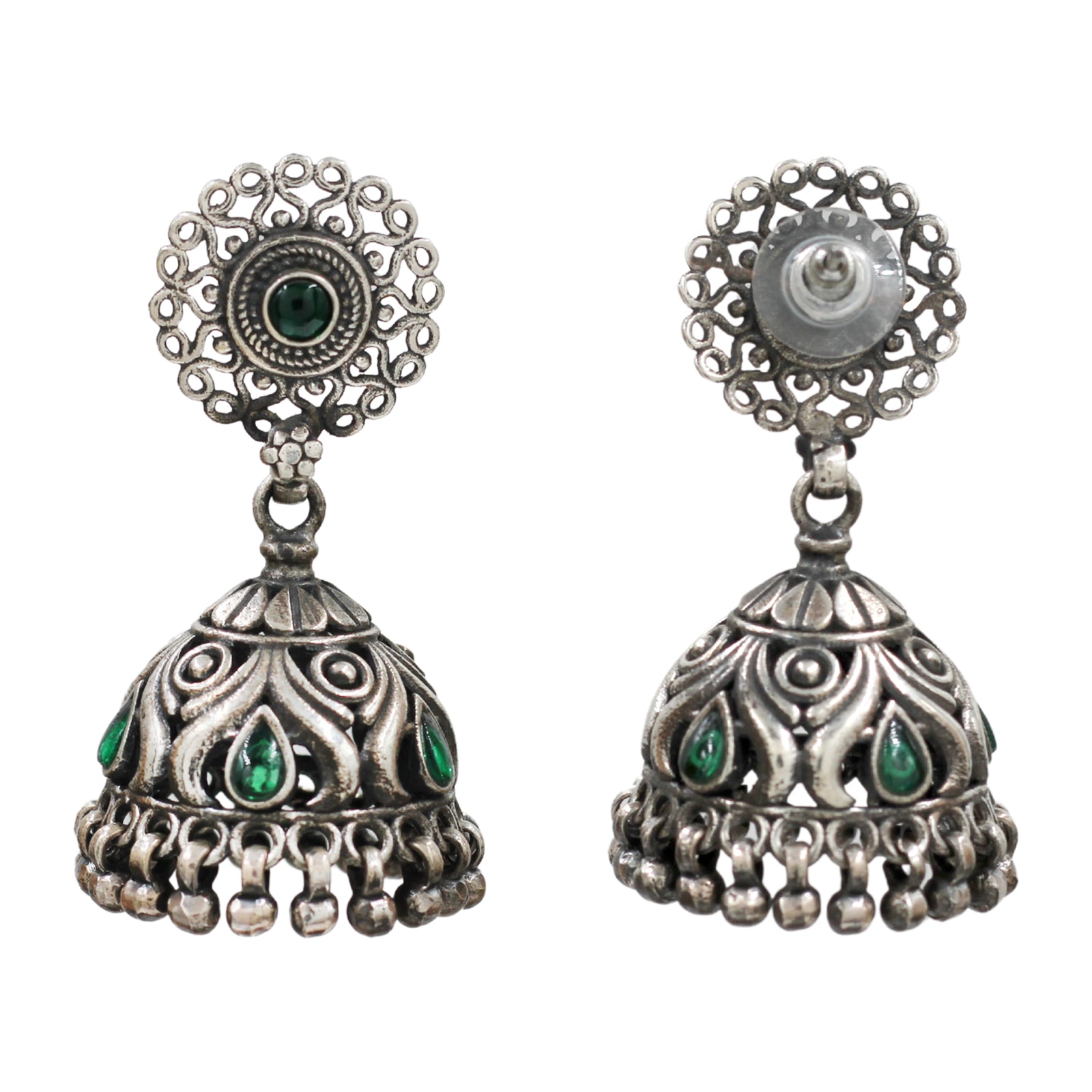 Sangeeta Boochra Tribal Inspired Oxidised Silver Jhumka Earrings